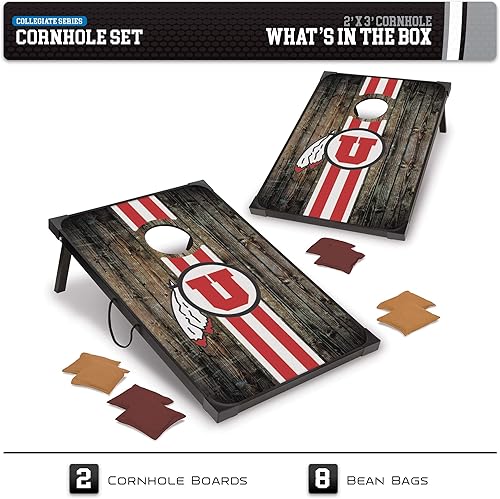 Miniatura 2 de Wild Sports NCAA - Juego de cornhole MDF Deluxe de 2 x 3 pies, con esquinas y delantales