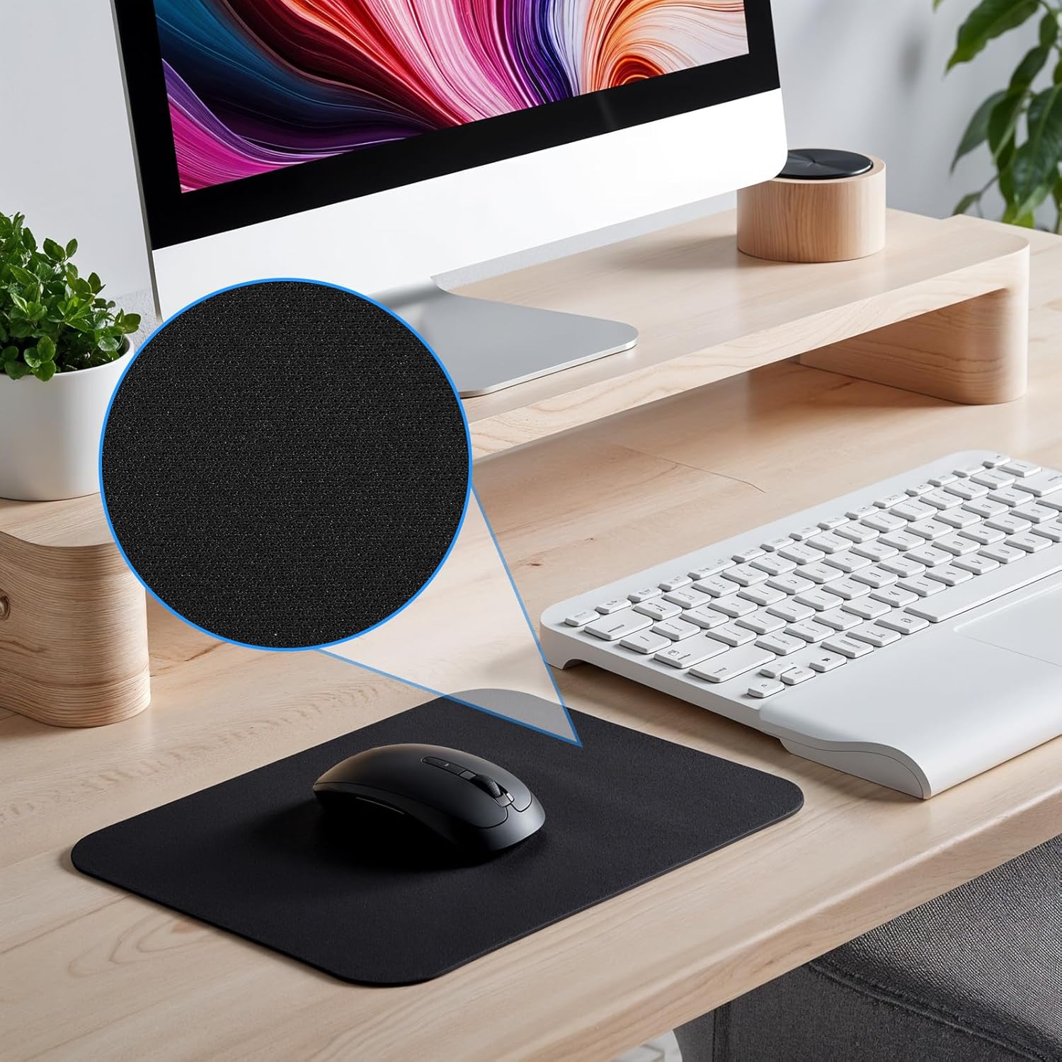 24 Pack Mouse Pad, Computer Mouse Pads, Black Mousepad with Grippy Non-Slip Rubber Base, Smooth Tracks Computer Mouse Pads Bulk for Computers, Laptop, Office & Home, Black, 8.7x7.1 Inch - Image 5