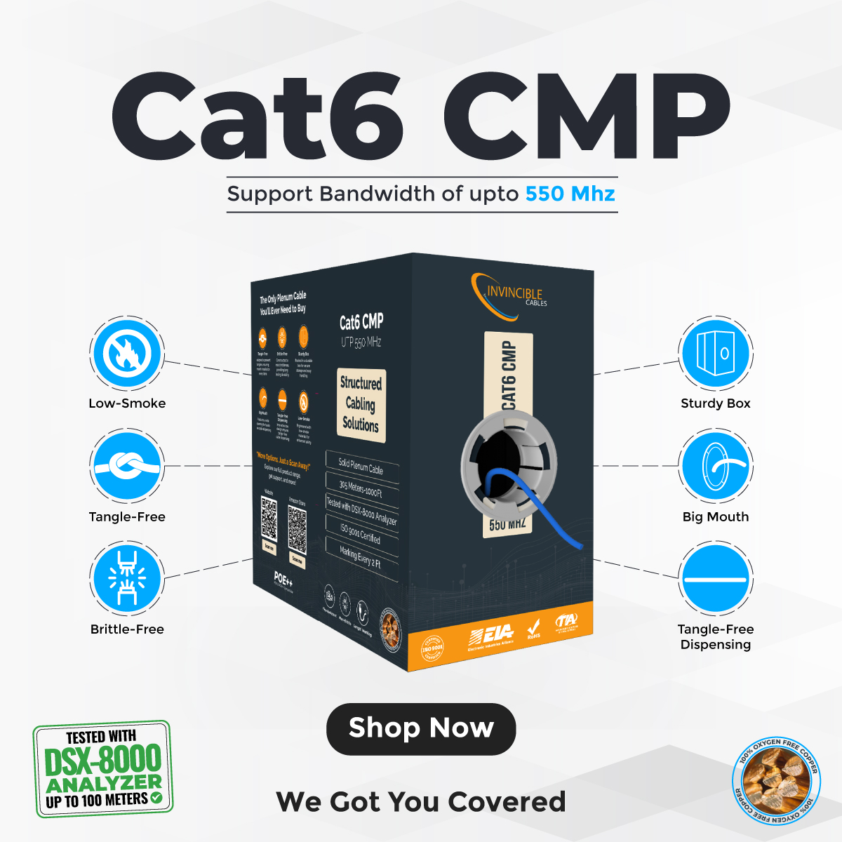 Amazon.com: Cat6 Plenum Cable 1000ft | 0.57mm 100% Pure Copper