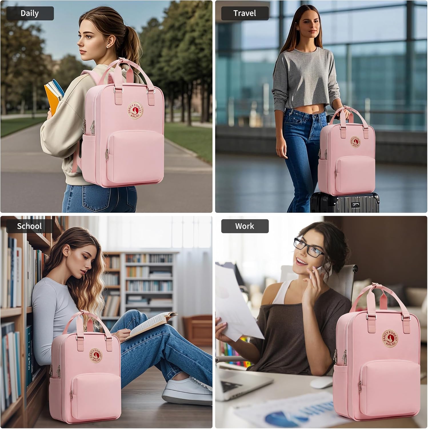 KALIDI 16 Inch Women Laptop Backpack, 15.6 Inches Business Office Work Daypack Rucksack Travel Airplane Gym Bag