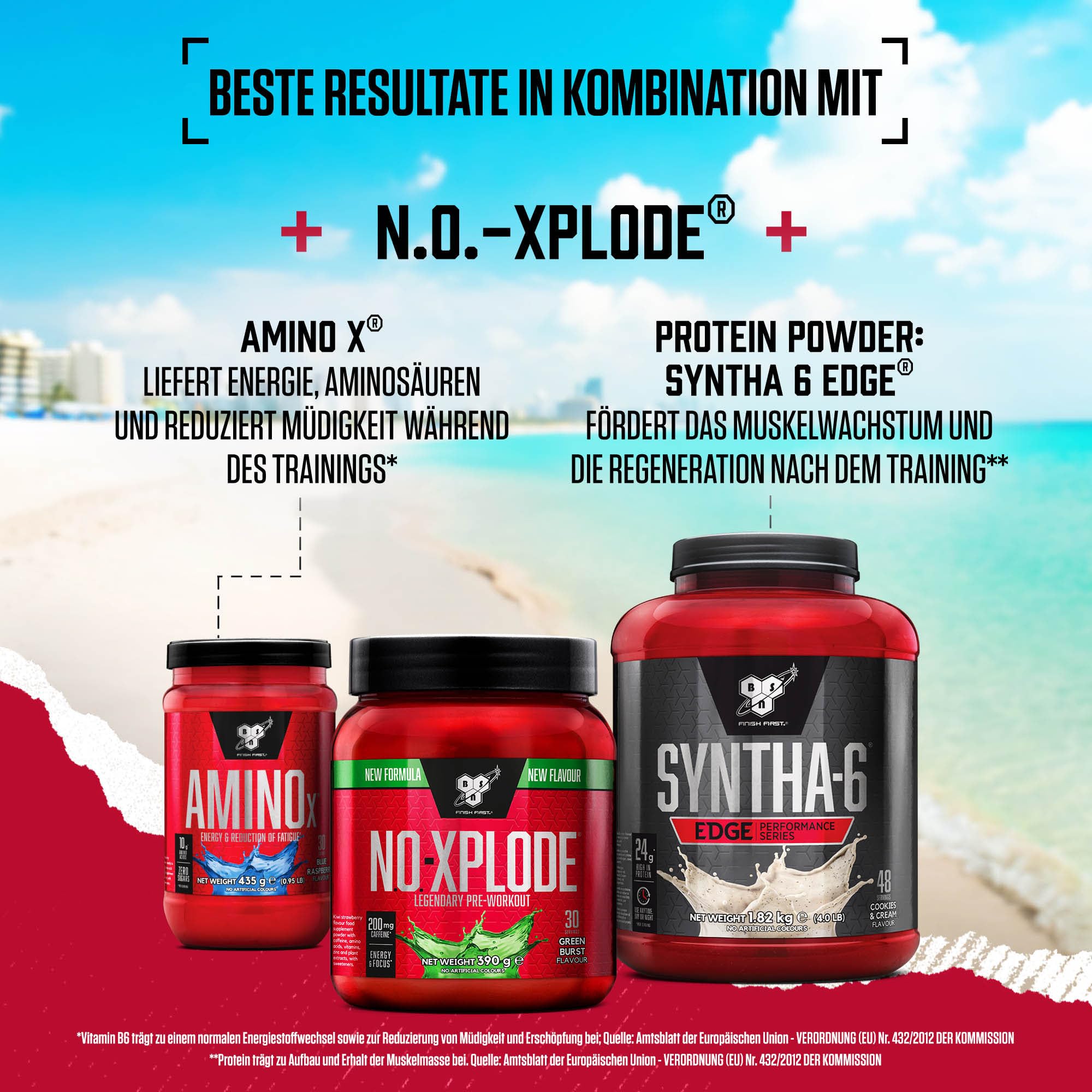 BSN Nutrition N.O.-Xplode Pre-Workout Pulver Nahrungsergänzungsmittel, mehr Energie und Konzentration mit Koffein, Aminosäuren, Vitamin C und Zink, Geschmacksrichtung Green Burst, 50 Portionen, 650 g