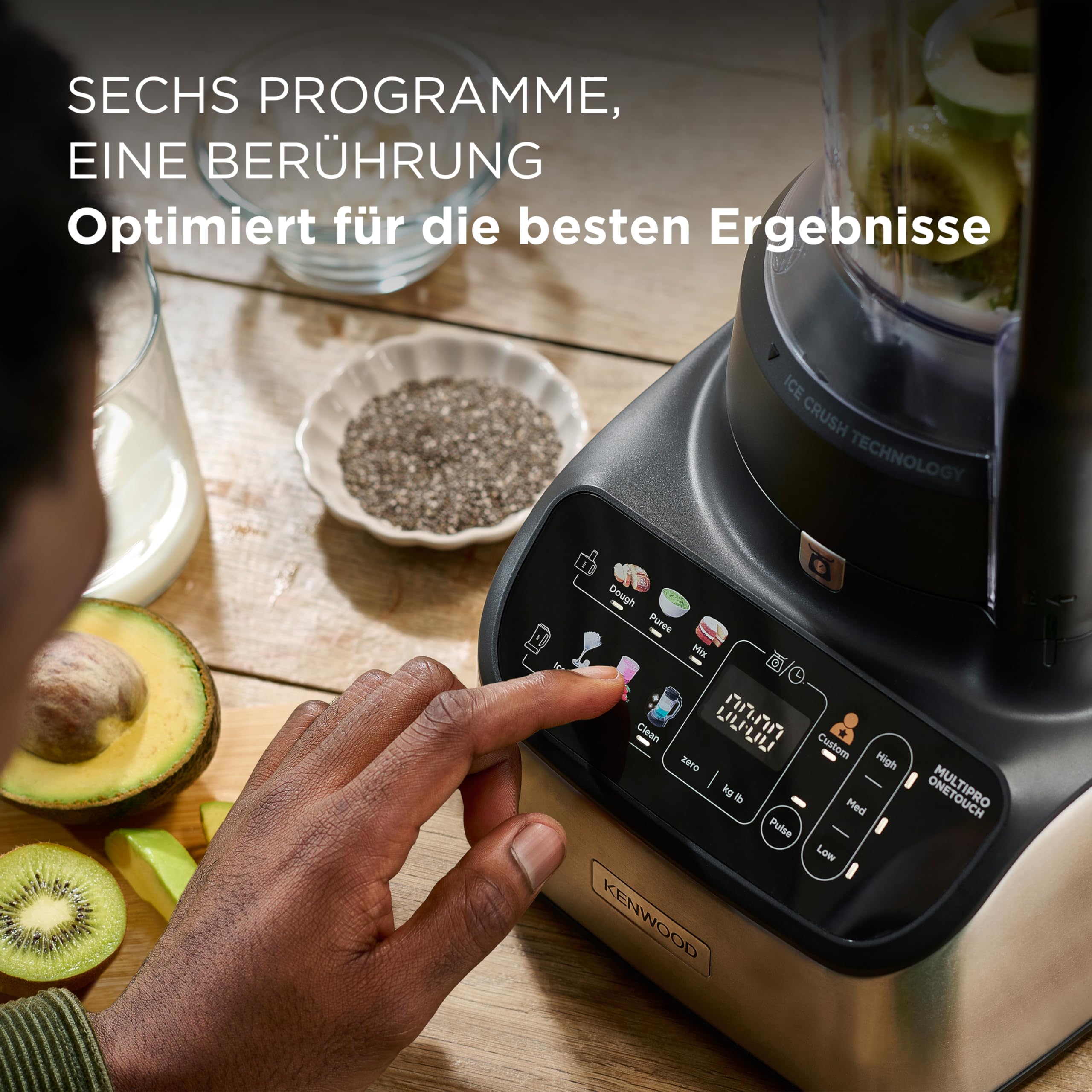 Kenwood MultiPro OneTouch FDM73.480SS Kompakt-Küchenmaschine & Standmixer, 6 Zubehörteile, 6 Automatikprogramme, Variable Geschwindigkeit & Pulse-Funktion, Integrierte Waage, 1000W, Silber