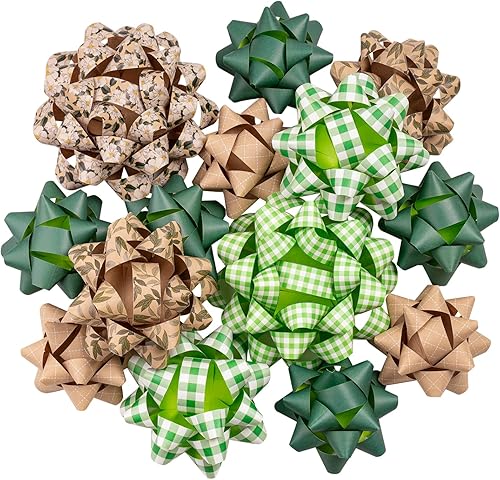 Miniatura 9 de RUSPEPA Surtido de lazos de regalo de papel de doble cara, diseño rojo, verde y dorado para Navidad, vacaciones, cumpleaños, bodas, baby shower,