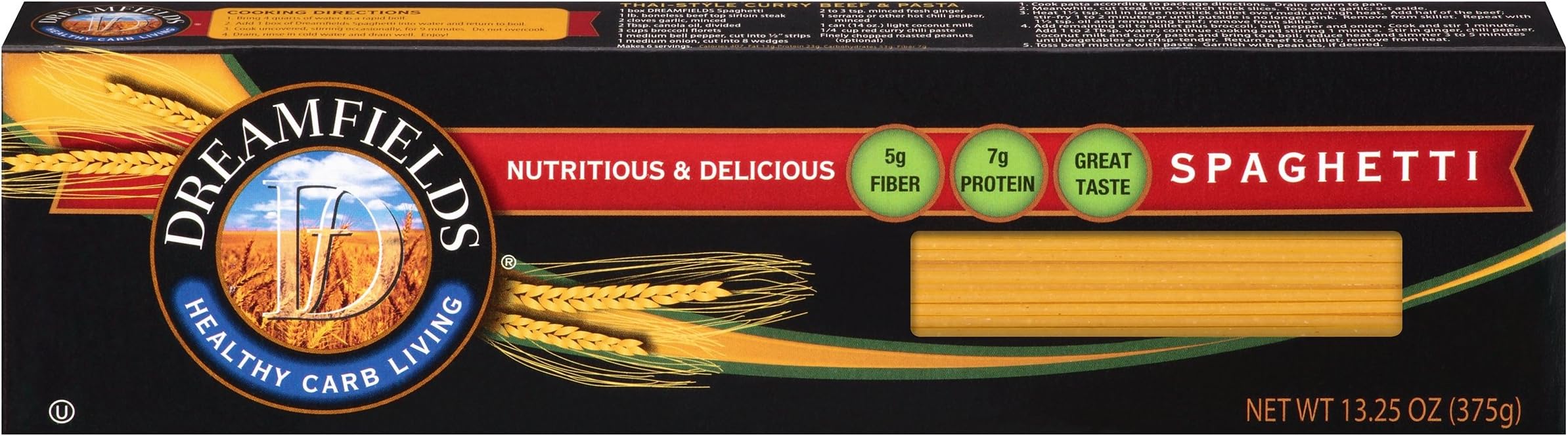 Dreamfields Pasta Healthy Carb Living, Spaghetti, 13.25-Ounce (Pack of 6)