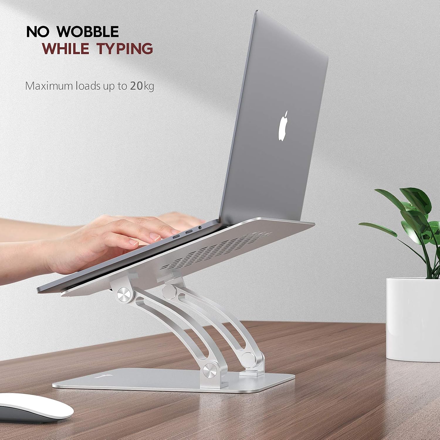 tounee Laptop Stand, Adjustable Computer Stand for Laptop, Promote Healthy Posture, Ergonomic Neck Saver Laptop Riser Compatible with MacBook, Air, Pro, Dell XPS, Samsung, All Laptop 10-17"-Silver
