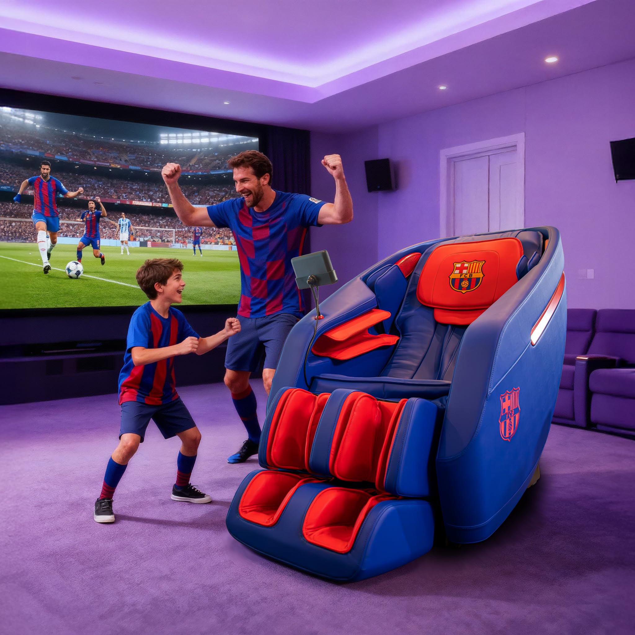 FC BARCELONA® | INSPIRE 3D Sillón Masaje 3D Oficial del FC Barcelona | Masaje 3D Inteligente I Pantalla LCD a color I Gravedad Cero I Termoterapia | Reflexología plantar | Bluetooth y bloqueo infantil