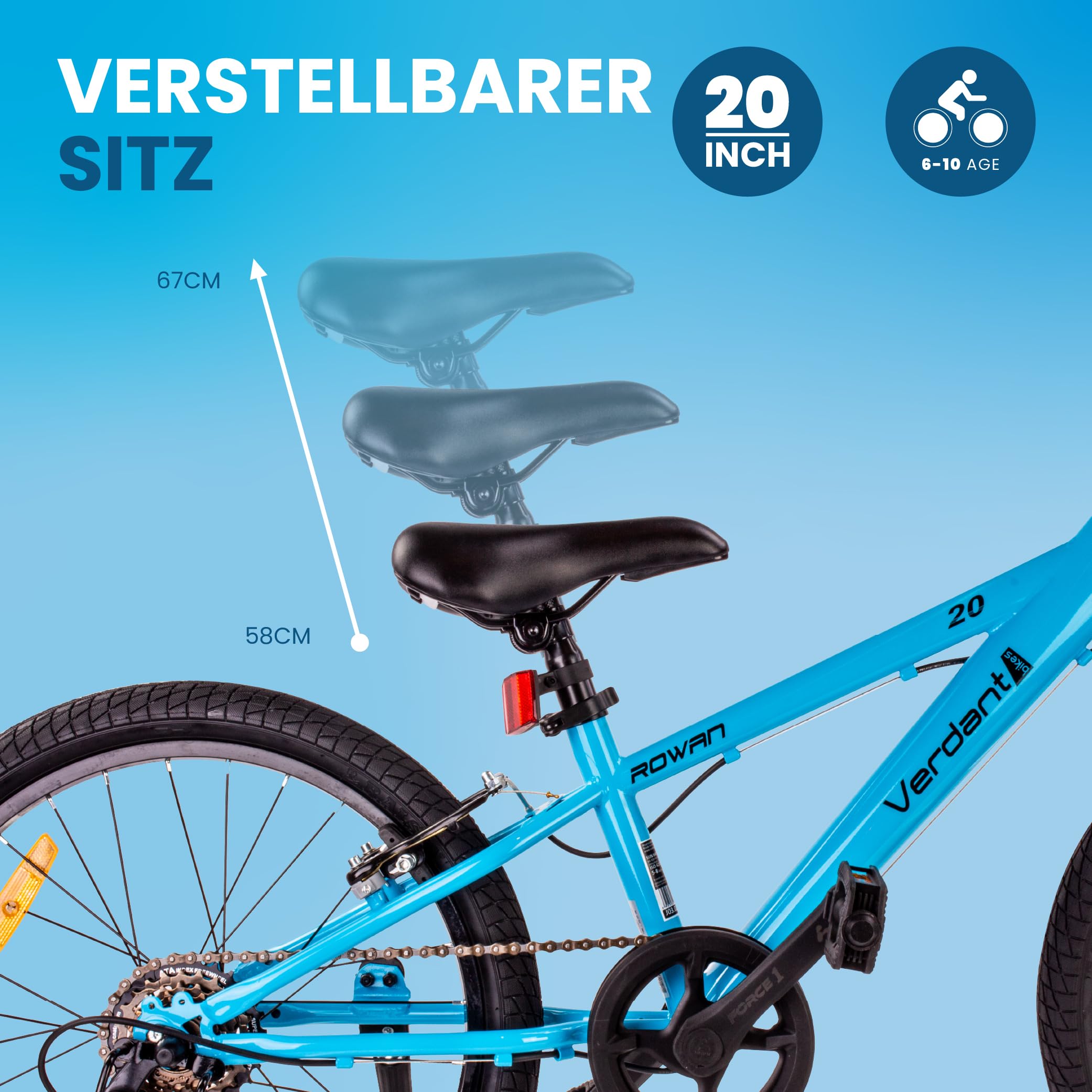 sun baby Jungenfahhrad 20 24 Zoll Verdant Jungen Bike Leicht Radgröße zur Auswahl Gang Shimano Kinderfahrrad von 6 bis 12 Jahre verstellbare
