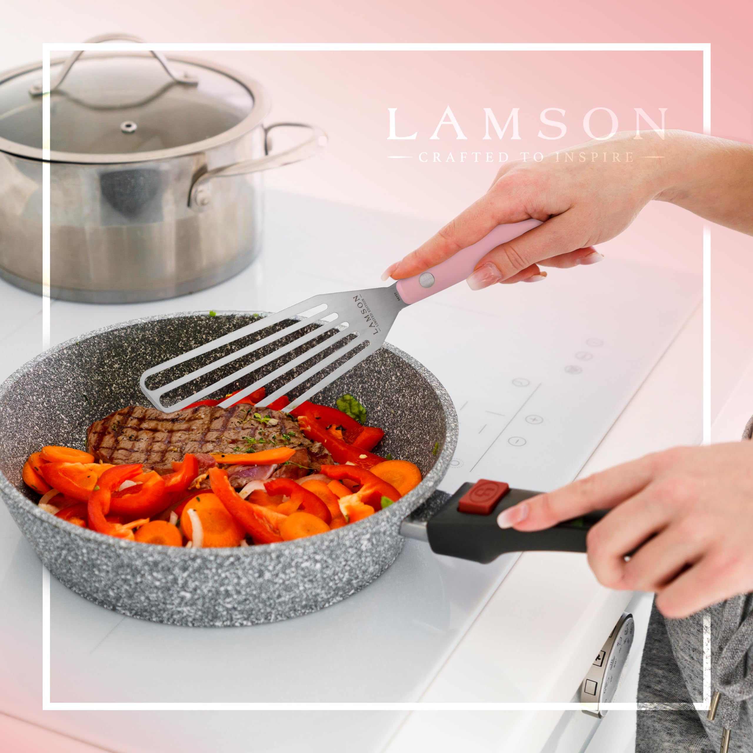 Lamson's famous Slotted Turner, with a new PINK sleek Vintage-Style Ultra Durable handle. Right Handed