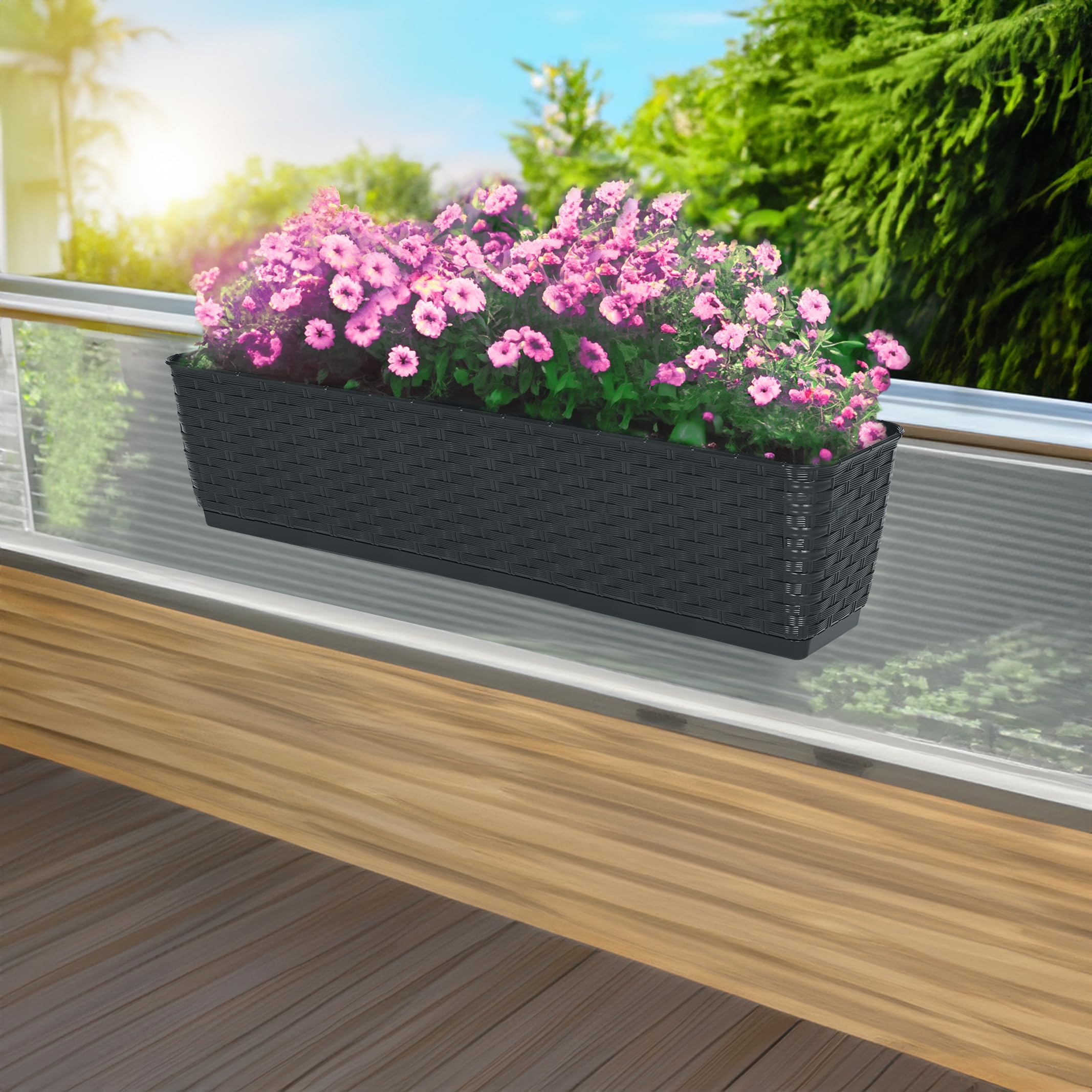 Prosperplast Balkon Plantenpot - Antraciet - 40 X 27 X 25 Cm