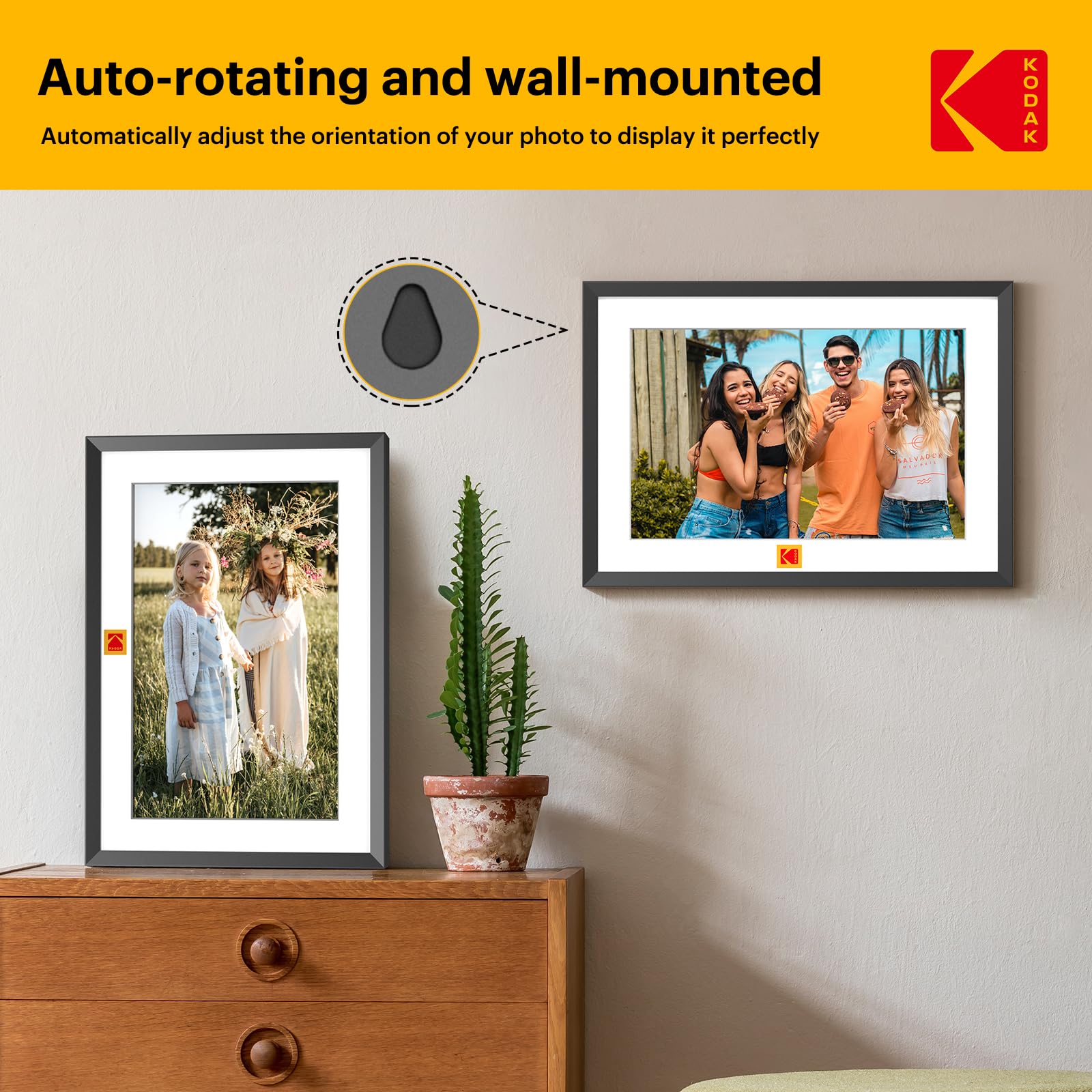 KODAK WiFi Cornice Digitale 10 Pollici, Cornice Foto Digitale con HD IPS Touch Screen, 32 GB di Memoria, Auto-Rotazione, Smart Elettronica Portafoto Digitale Condivisione di Foto/Video/Musica via APP