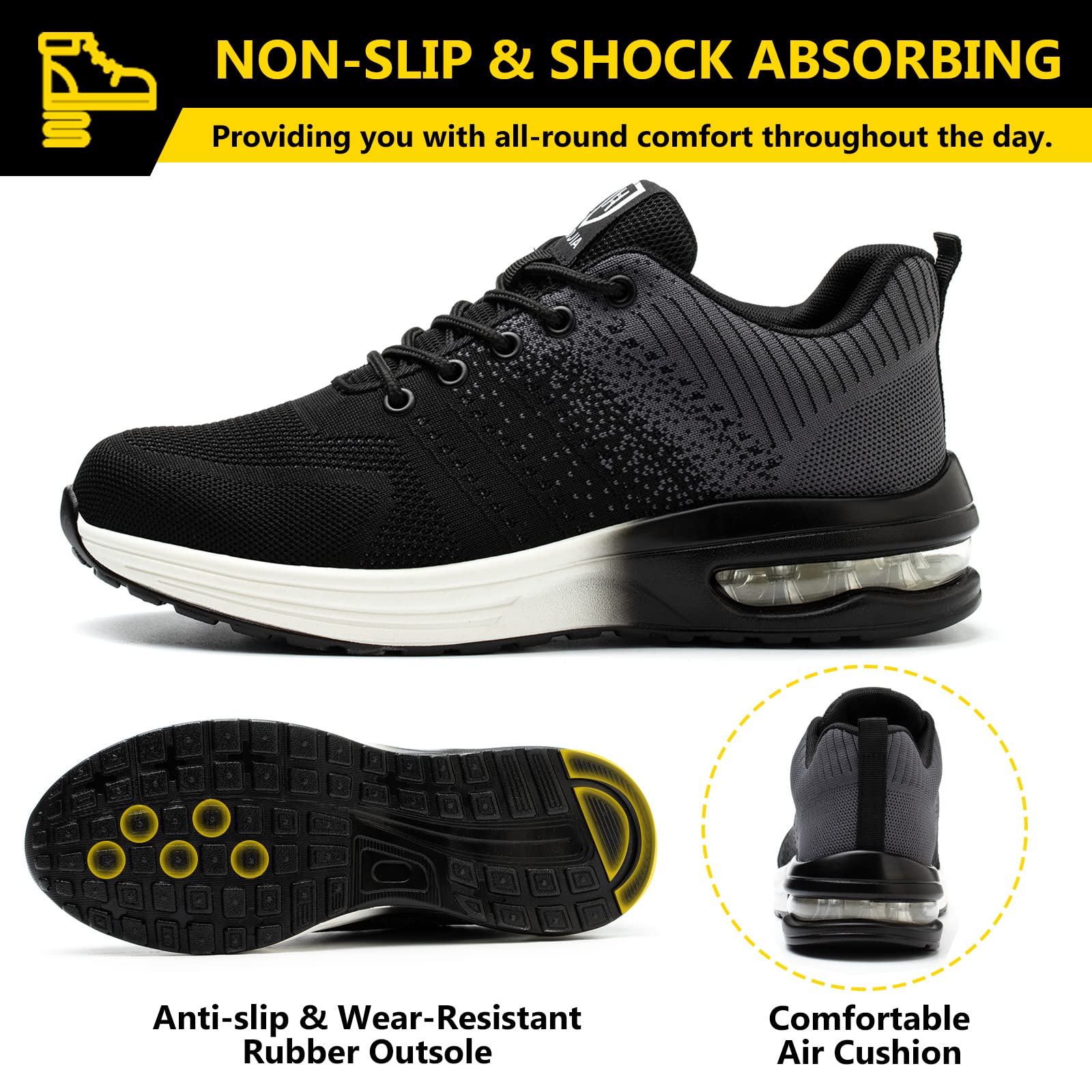 Baofular Scarpe Antinfortunistiche Uomo Donna Leggere Scarpe da Lavoro Comode Scarpe Sicurezza Antiscivolo Traspiranti