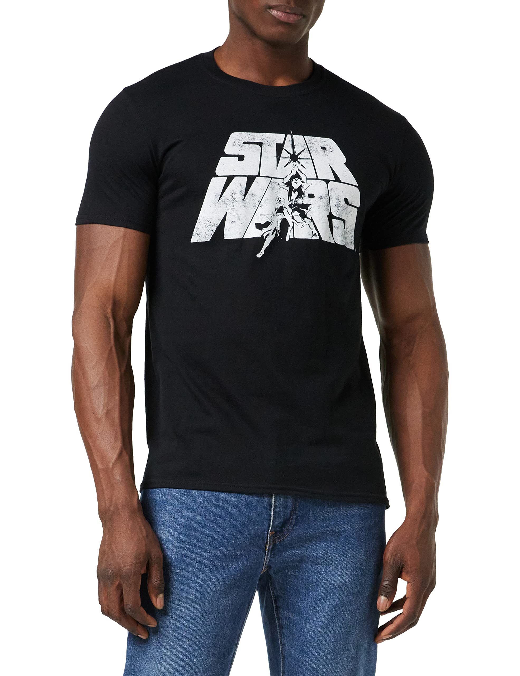 Star Wars Men's Retro Logo Cotton T-Shirt Navy - L