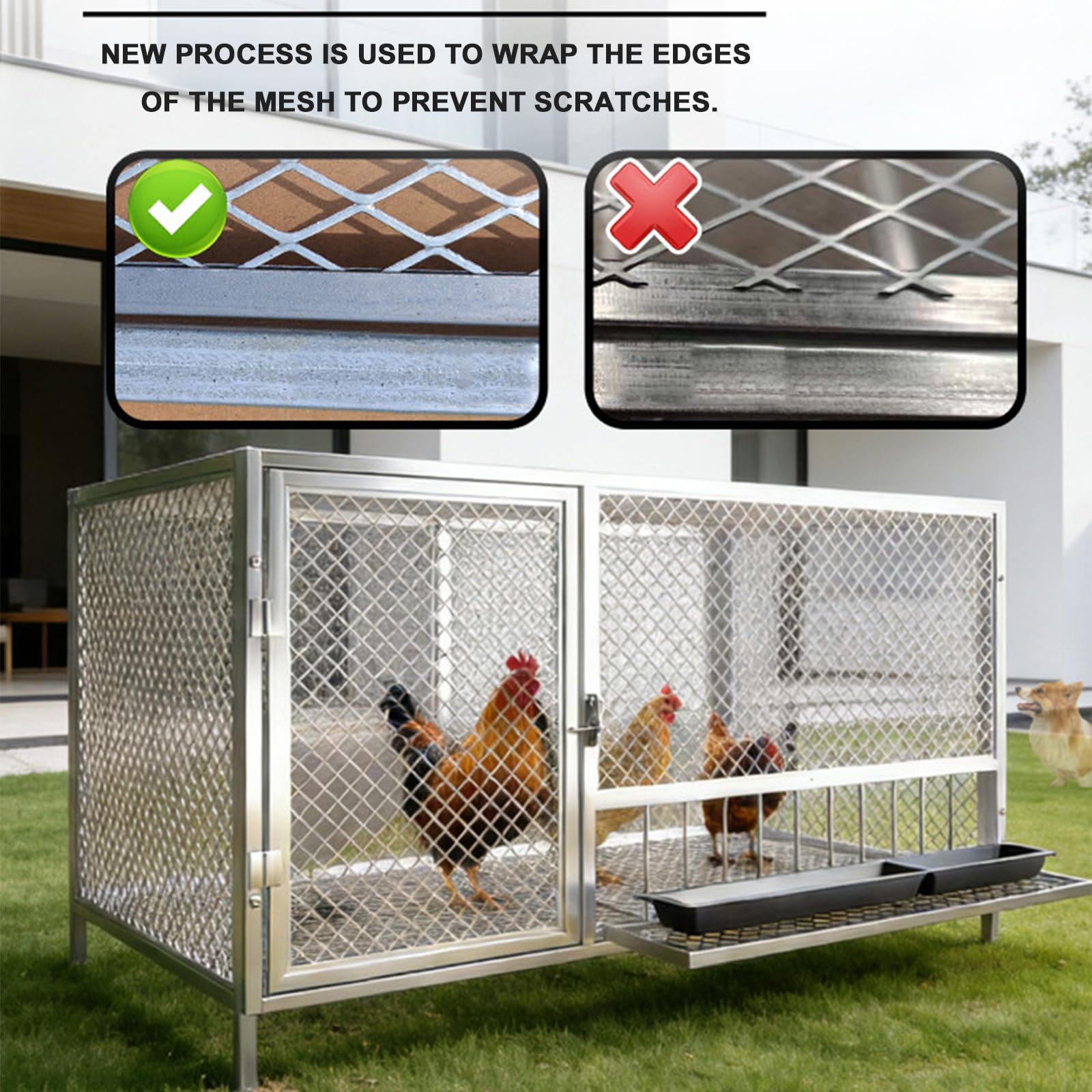 Gallinero Exterior De Metal para Jardín, con Puerta con Cerradura Y Compuerta De Alimentación; Capacidad para 6 A 15 Gallinas. Fácil Montaje. Jaula Exterior para Aves De Corral, Pat Black 120×60×62cm
