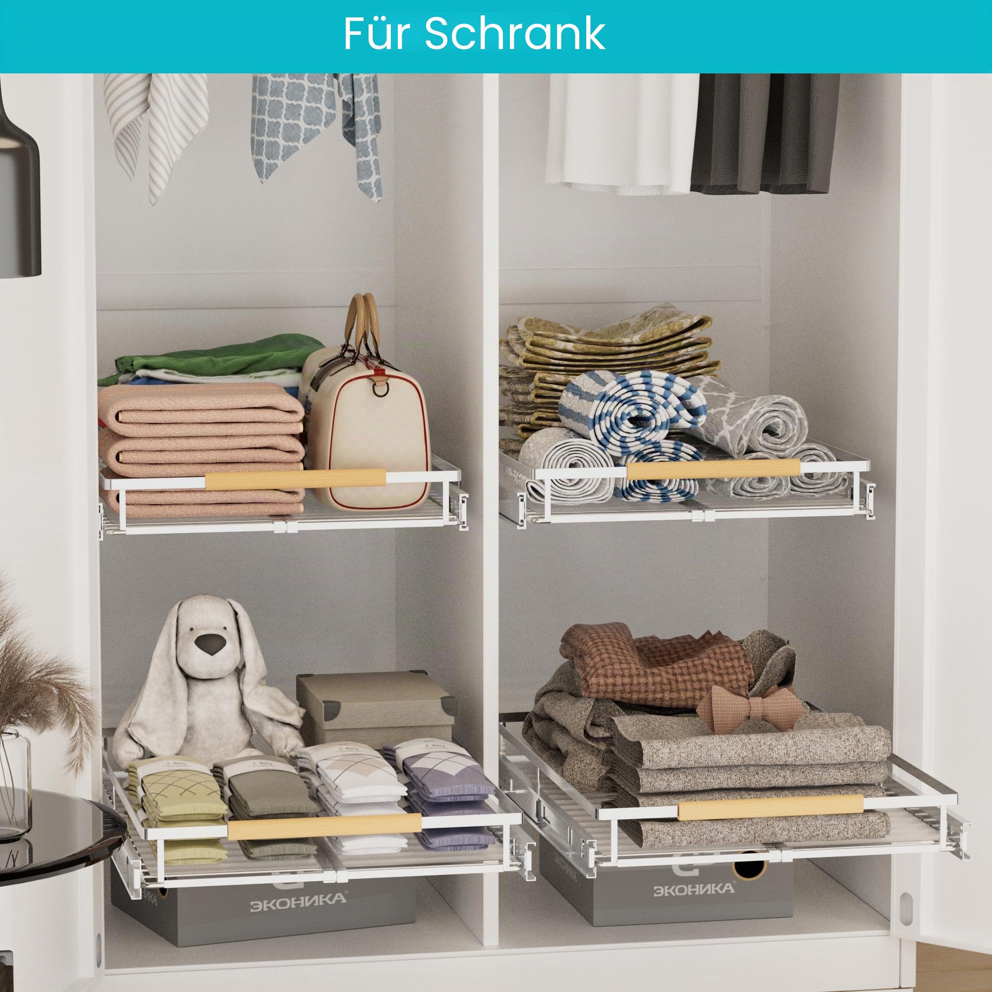 IPEGTOP 2er-Set Ausziehbarer Schubladenorganizer [30,7-46,7 cm B x 43,9 cm T] | Schwerlastregal für Küchenschränke & Spülenunterschränke | Verstellbare Breite 30,7-46,7 cm