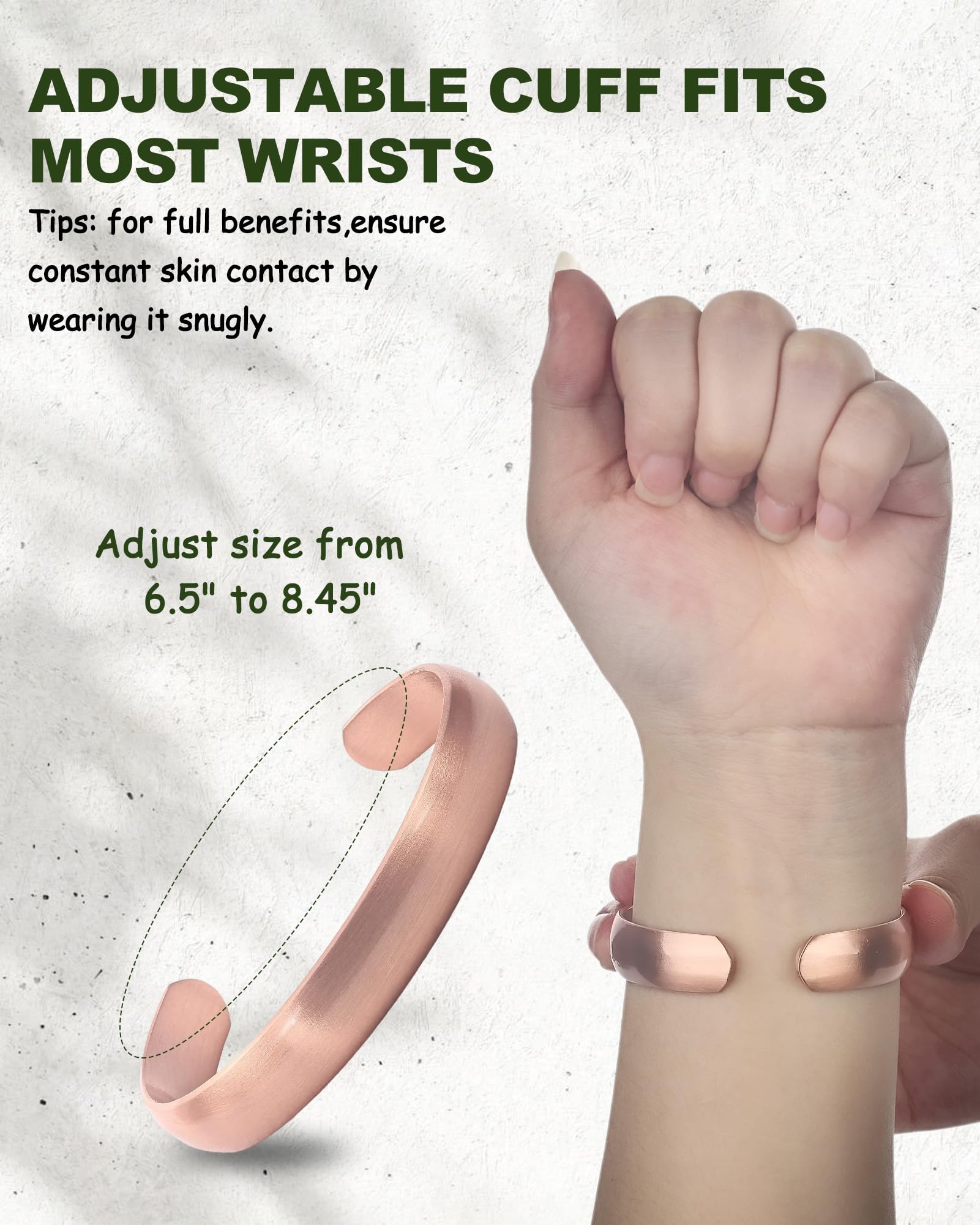 MagEnergy Kupferarmband für Männer & Frauen, 100% reines Kupfer, roh, massiv & unbeschichtet, handgefertigt, zeitloses tibetisches Armband in minimalistischem