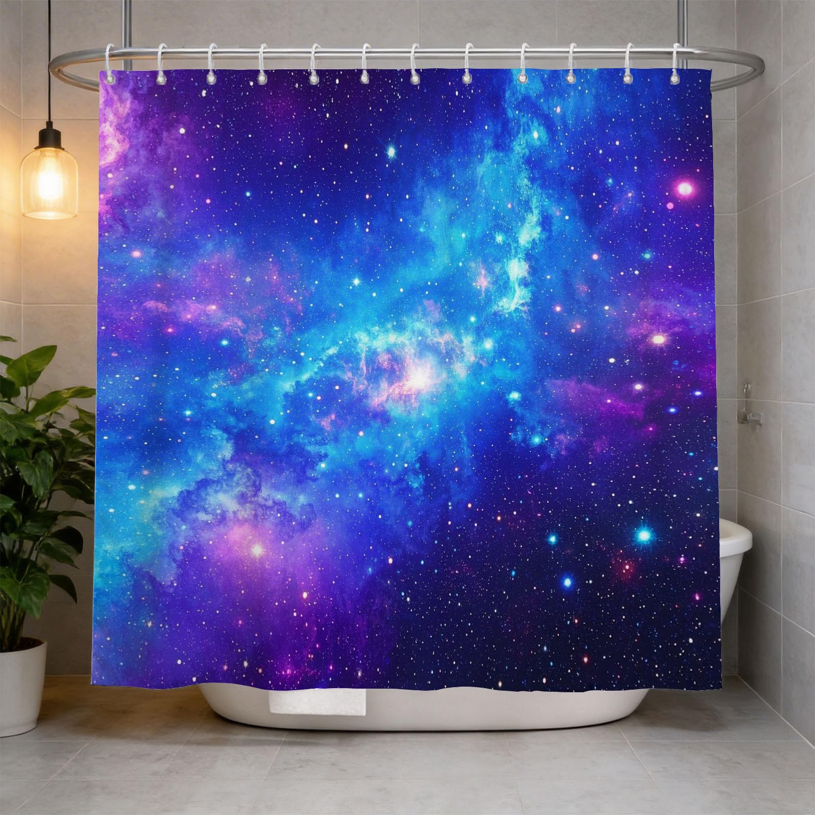 Hongduo 3D Mysterious Galaxy Shower Curtain for Stalls Bathtubs Starlight Bathroom Decor Shower Curtain Set Polyester Fabric Waterproof 200x200cm/79X79 Inch with Hooks