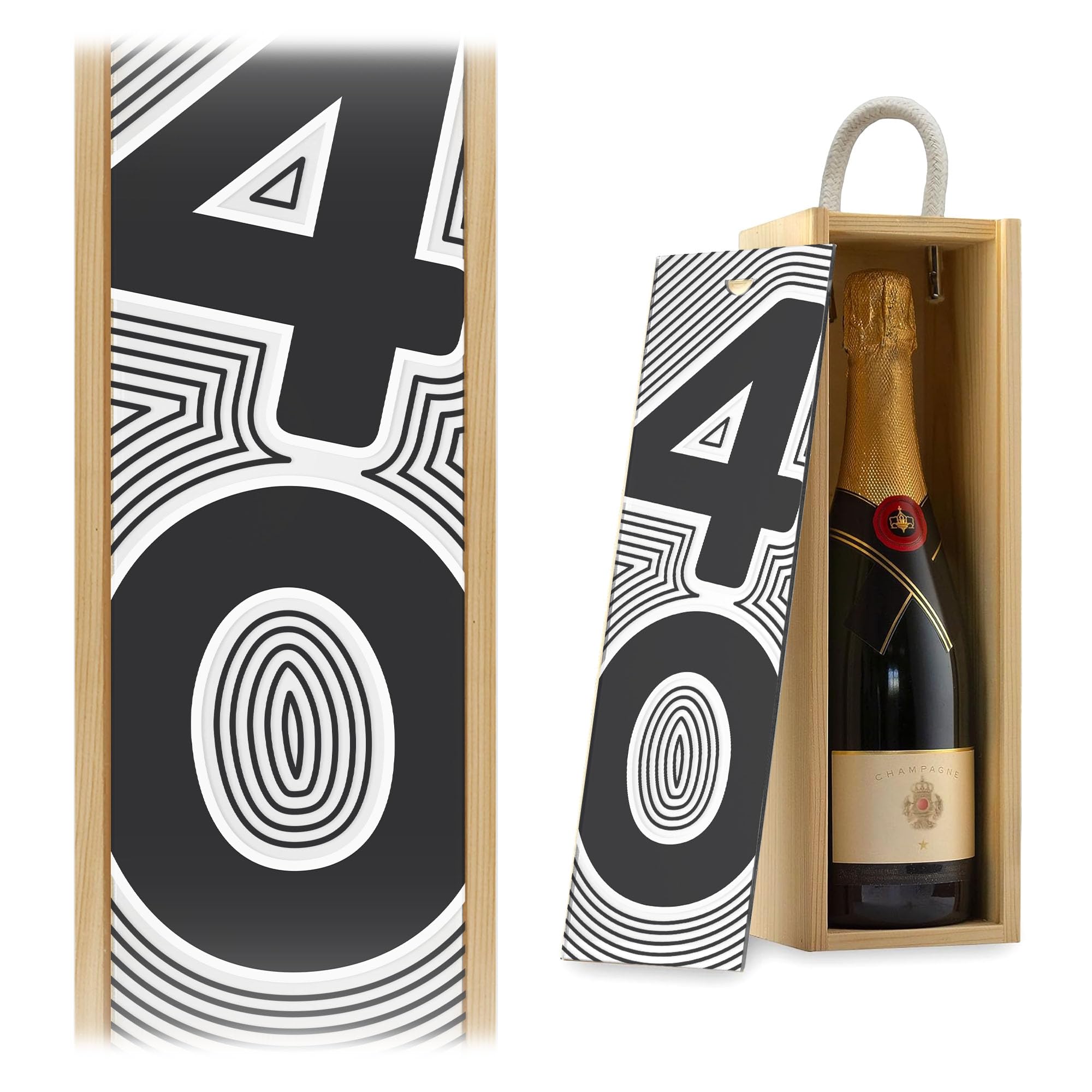 A1 Graphics Ltd 40th Birthday Champagne Wine Box – Milestone Celebration Gift For Him & Her (White, Black Box)