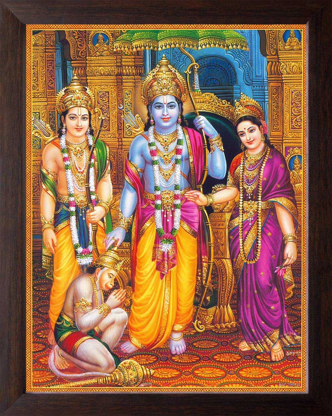 Peinture Seigneur Ram Sita HD 30x23.5cm tableau hindou pour décoration de maison