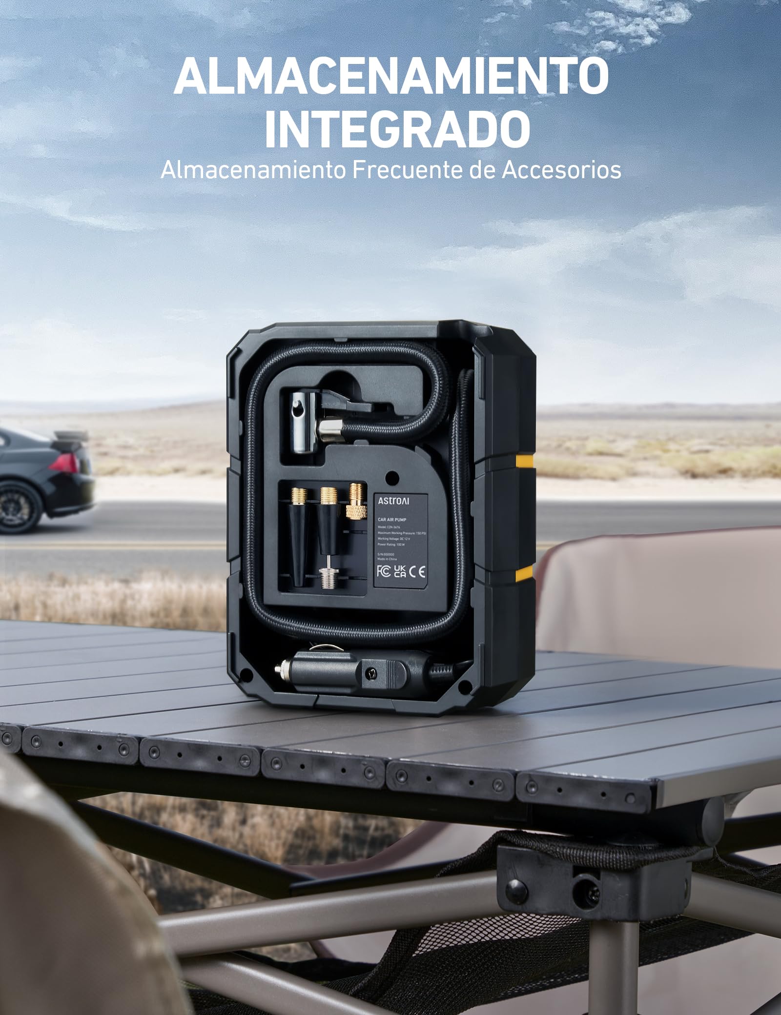 AstroAI Inflador Ruedas Coche Digital 12V, Compresor Aire Portátil 150 PSI, Hinchador Neumáticos Eléctrico Multiuso con Pantalla LCD y Luz LED Apagado Automático para Coche, Bicicleta, Moto y Etc.