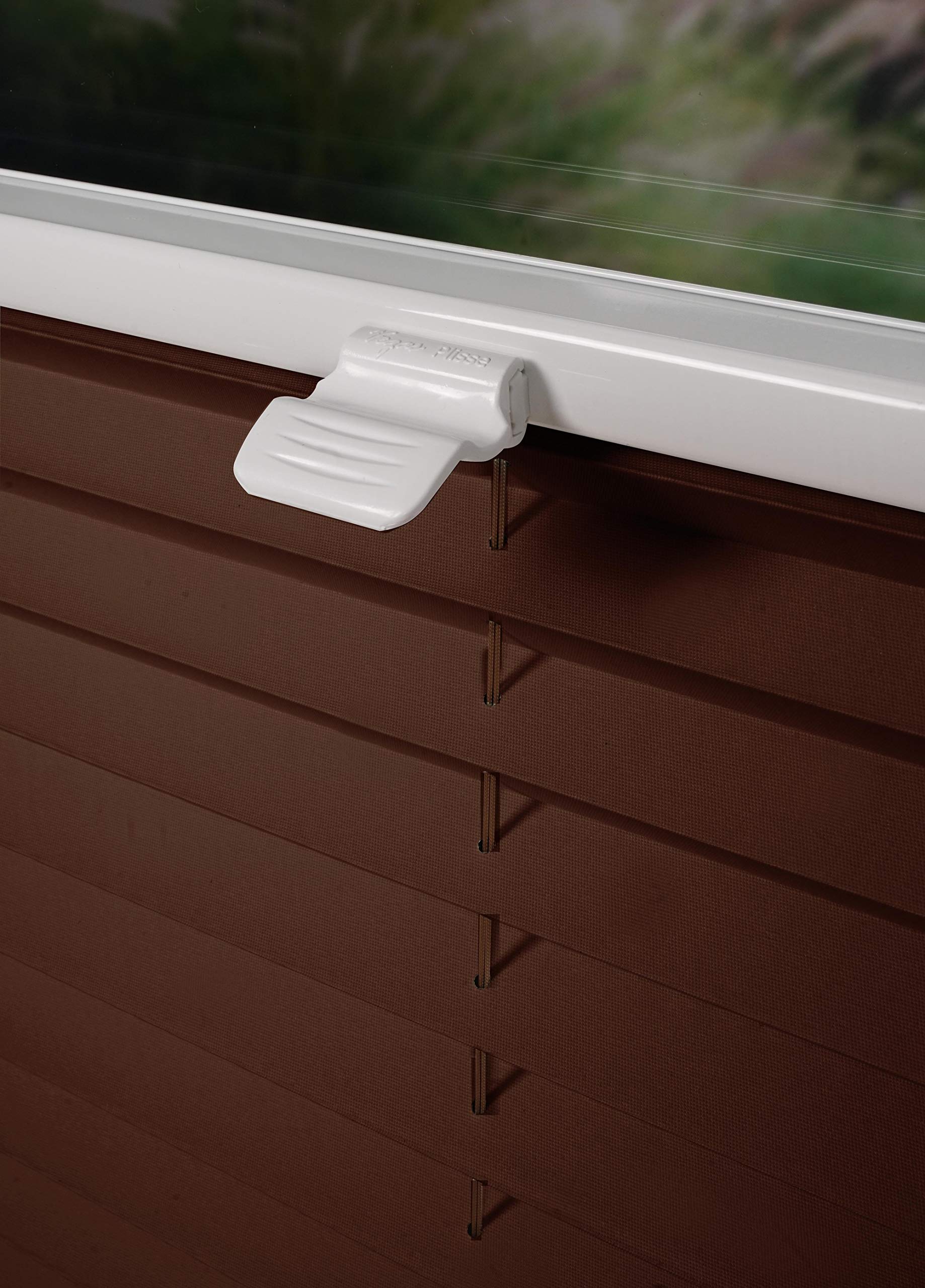 Plissee ohne Bohren Klemmfix Faltrollo Jalousie Plisseerollo Sichtschutz und Sonnenschutz Blickdicht lichtdurchlässig Rollo für Fenster & Tür Dunkelbraun 115x130 cm