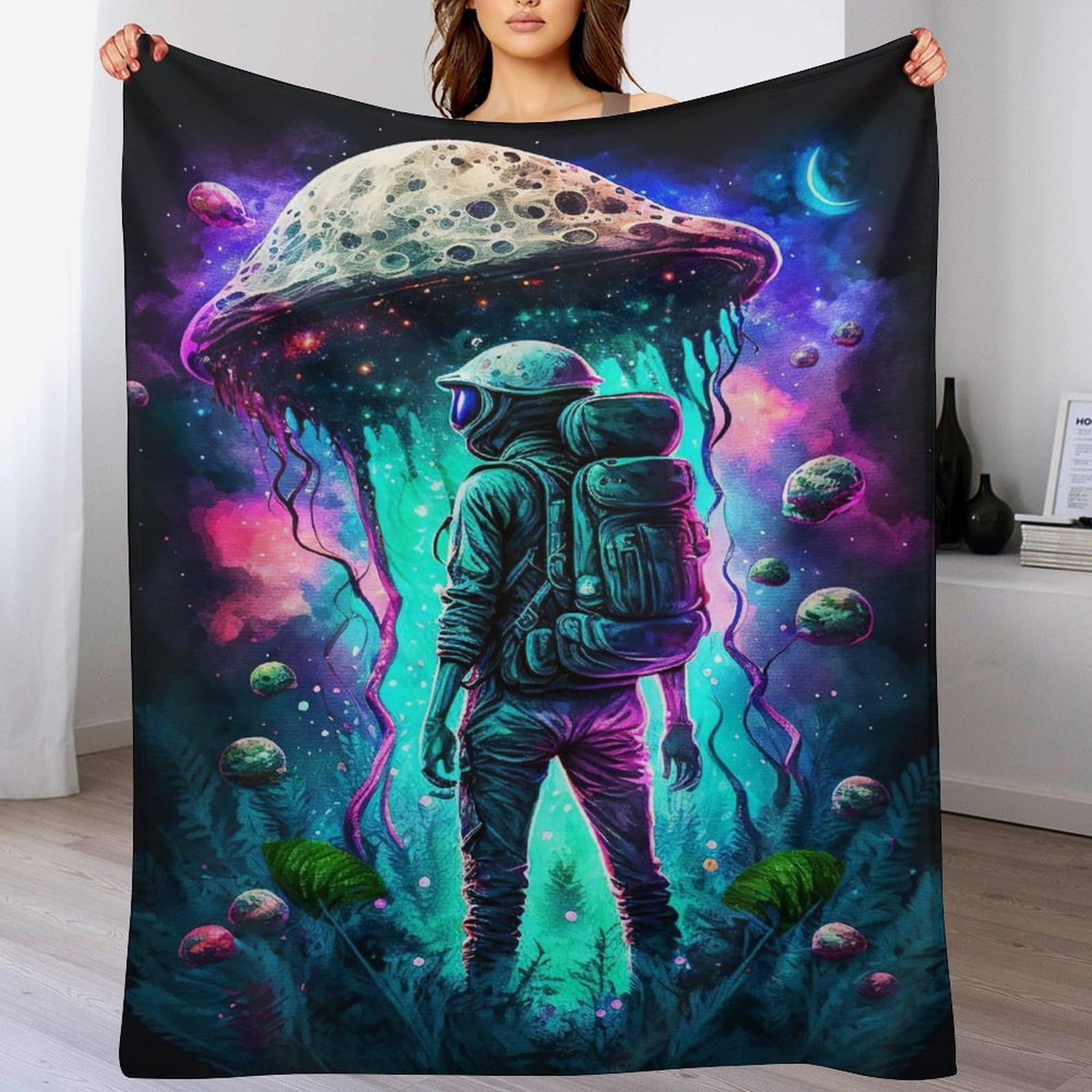 Couverture astronaute contre le froid : plaid doux et lavable pour le canapé