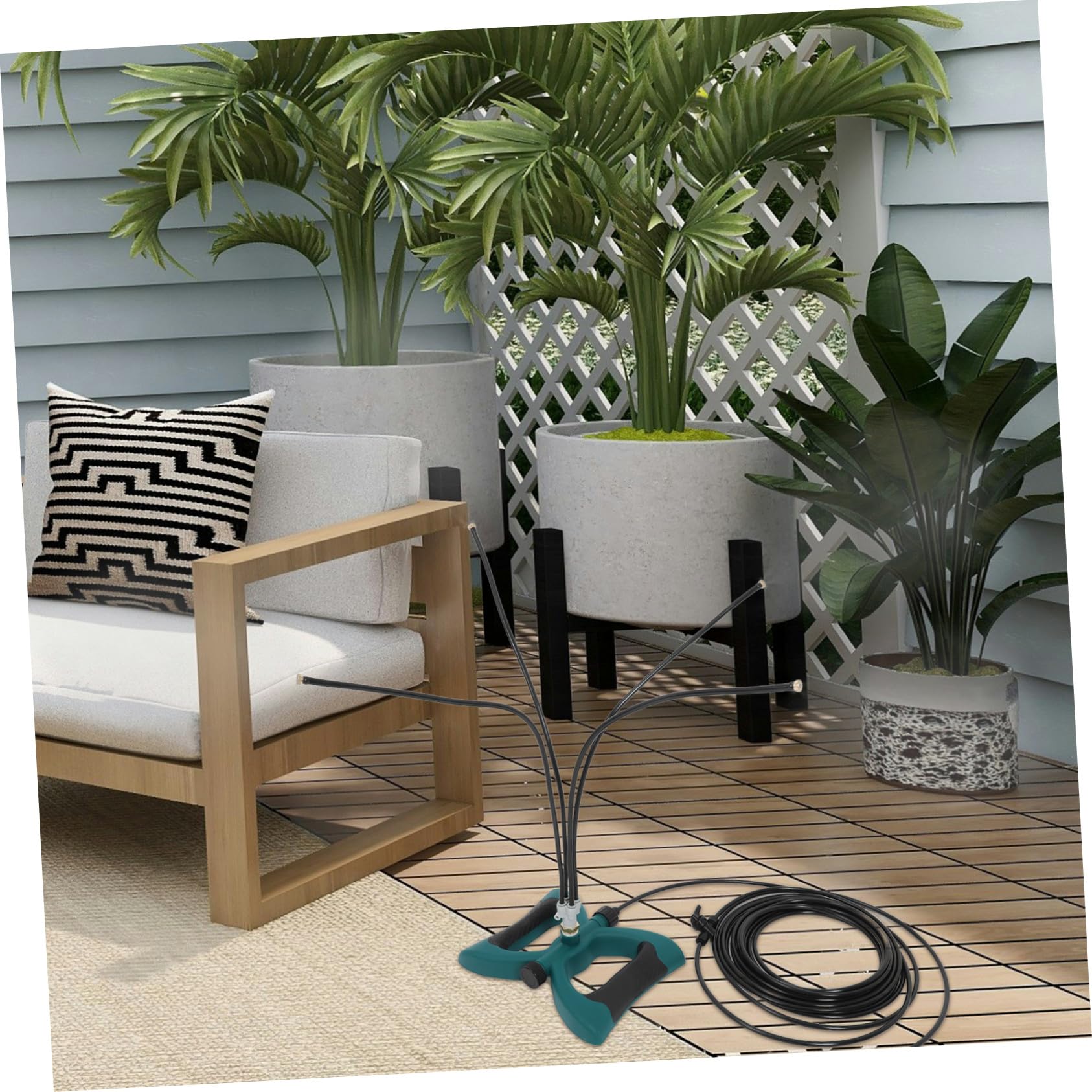 Outanaya Système de Brumisation Extérieur Haute Efficacité pour Terrasse et Jardin Design Autonome, Compatible Tuyau 3/4 Pouce Norme UE en Abs et PP
