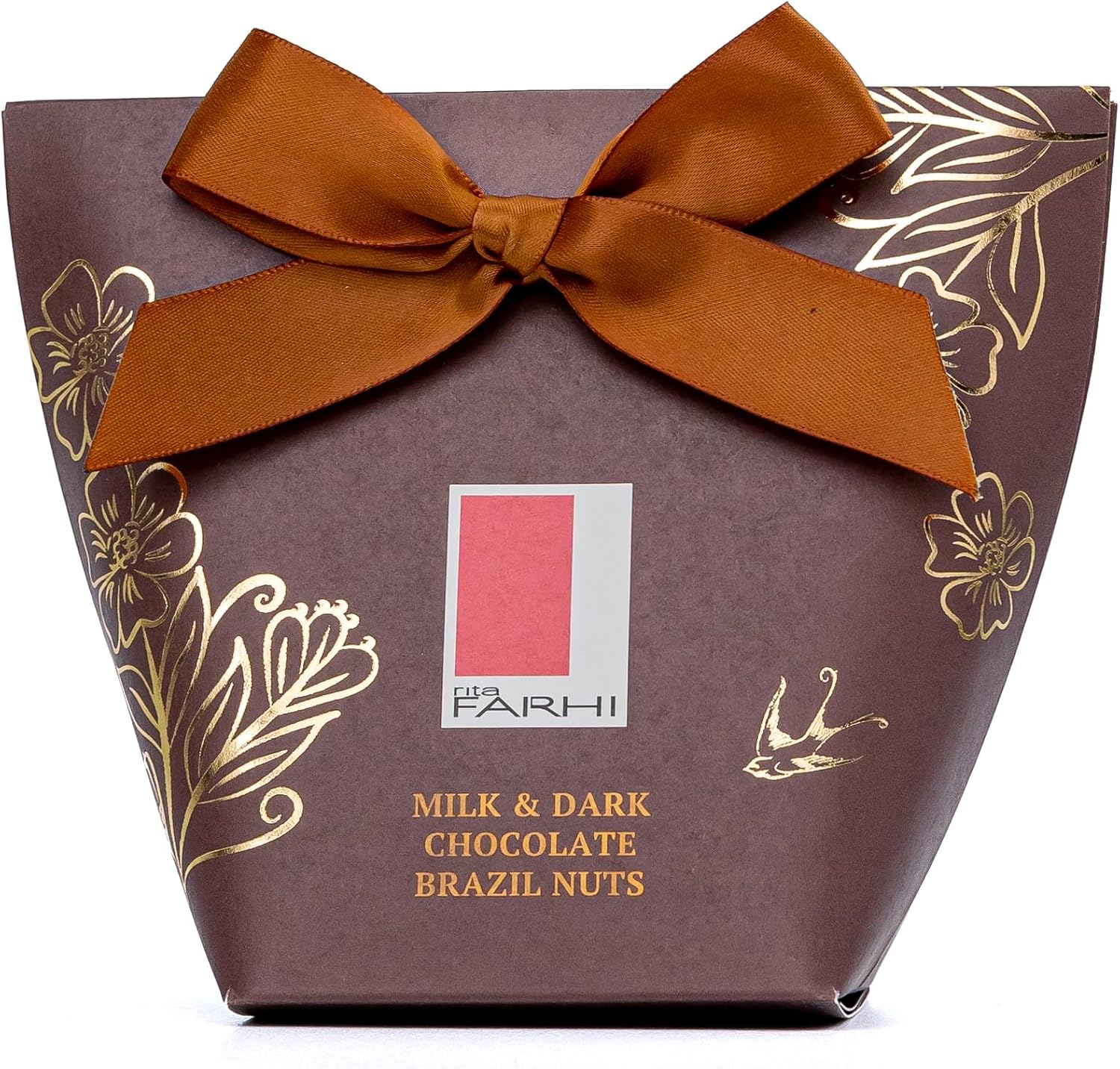 Rita Farhi Milk & Dark Chocolate Brazil Nuts in Gift Box with Bow, 130g