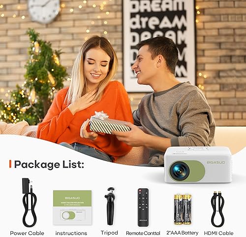 Miniatura 8 de Mini proyector alimentado por batería con Bluetooth - Proyector recargable Native HD 1080P, proyectores de películas portátiles para exteriores con