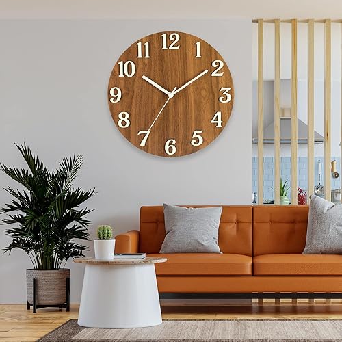 Miniatura 4 de Reloj de pared luminoso simple reloj colgante analógico redondo con función brillante luz nocturna reloj de pared de 12 pulgadas para cocina,