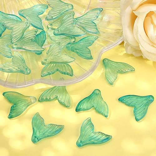 Miniatura 7 de LiQunSweet 100 colgantes con forma de cola de pez sirena y ballena de cristal, con forma de cola de pescado, vida marina, con polvo de purpurina