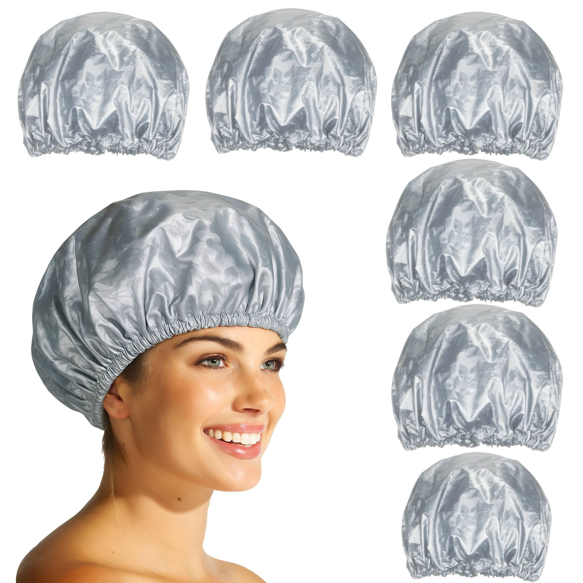 Zenittree Reusable Shower Cap (Set of 6) for Men & Women | Lightweight, Comfortable & Daily Uses Shower Caps | Eco-Friendly Bath Cap for Home, Hotel, Spa, Salon & Bathroom (Grey)-image-14