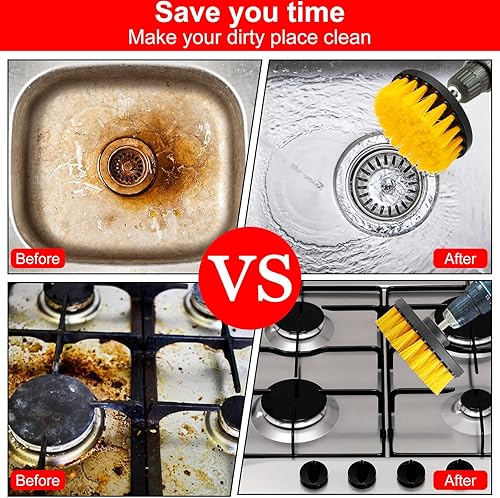 Miniatura 4 de Remerry Juego de 6 cepillos para taladro, kit de limpieza para fregadores eléctricos, multiusos, para superficies de baño, bañera, lechada, ducha,