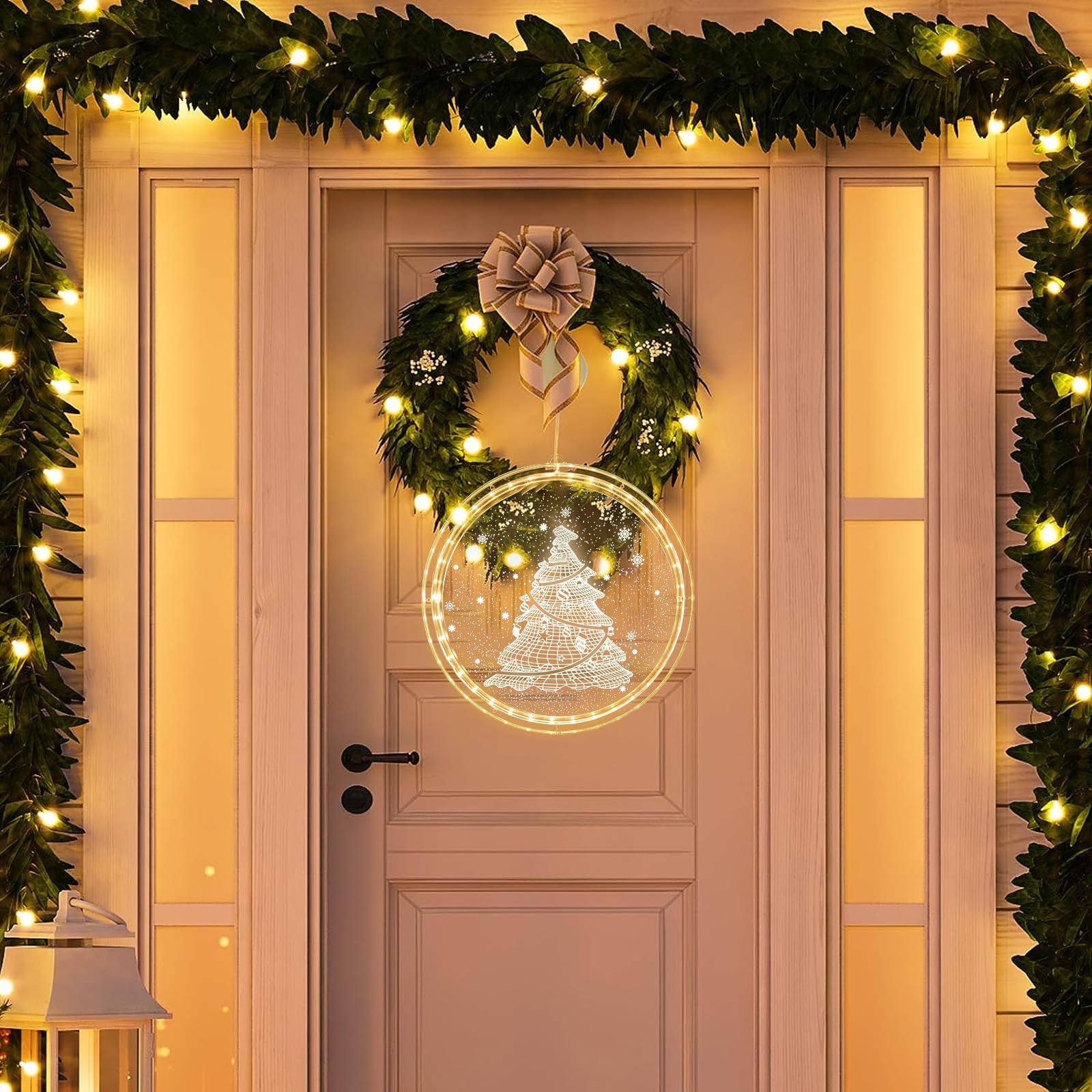 Décorations Lumineuses De Noël à Ventouse - Motifs LED (cloche, Sapin, Père Noël...), Piles AA, Pour Fenêtres Intérieur/extérieur - 6