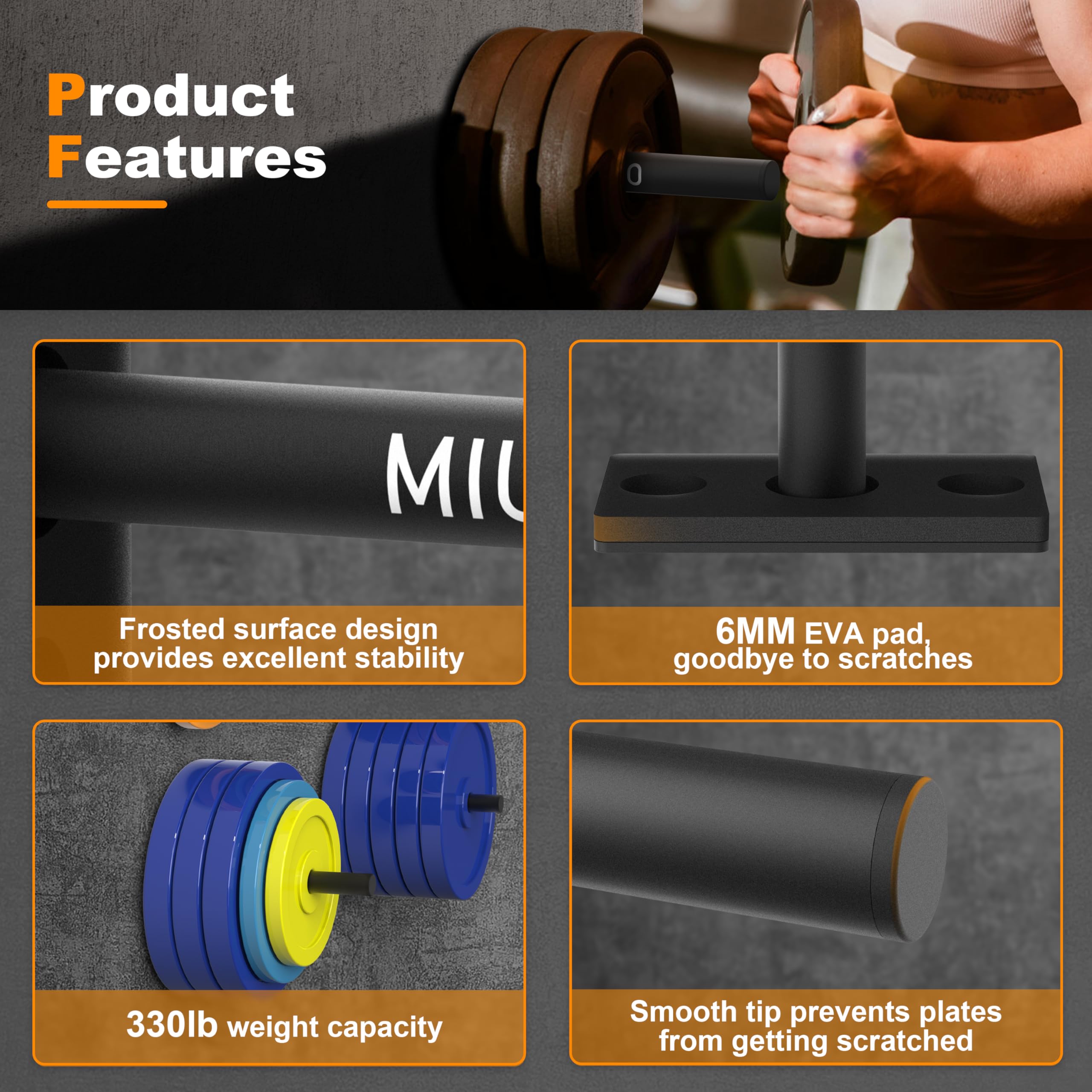 Supporto Parete Per Dischi Pesi Yes4All - Per Dischi Olimpici Da 5cm - Foto 4