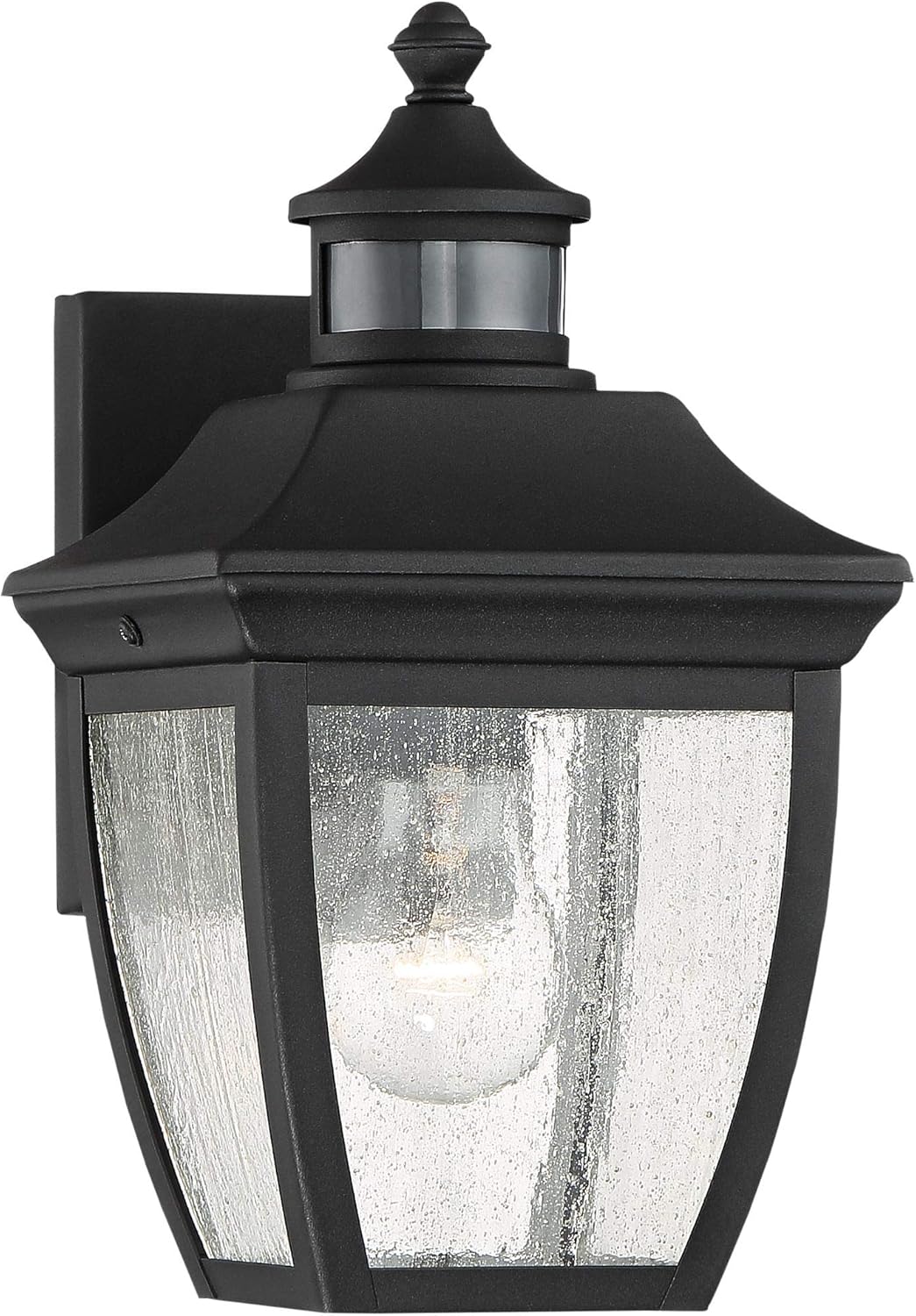 John Timberland Beaufort Outdoor Wall Light Fixture Black 12" Clear Seedy Glass Motion Security Sensor Dusk to Dawn for Exterior House Porch Patio Outside Deck Garage Yard Front Door Home