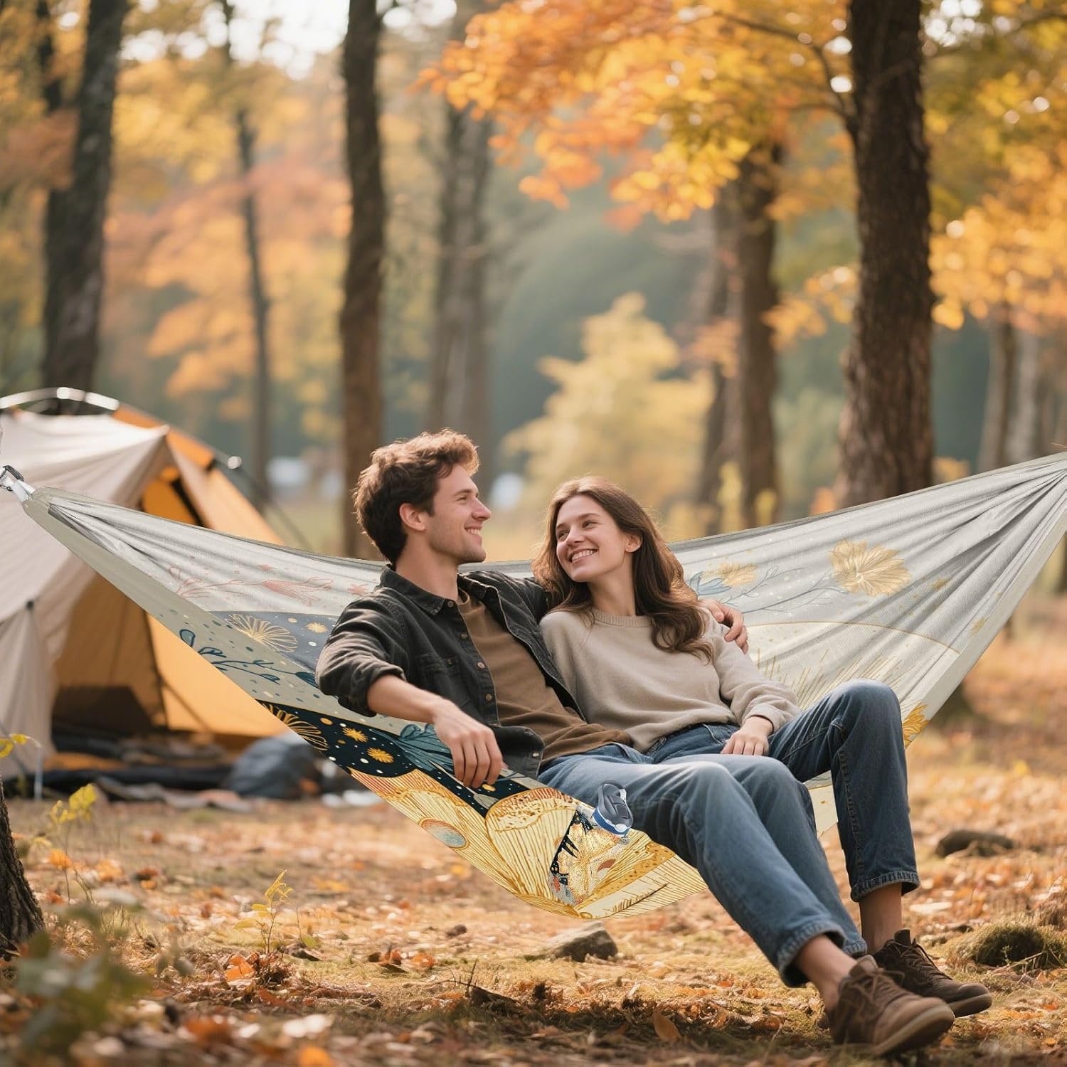 ALAZA Butterfly Moon Star Dandelion Camping Hammocks Single or 2 Person 500 lbs Portable Parachute Travel Hammock w/Tree Straps for Hiking Backpacking Indoor Outdoor