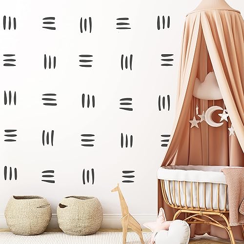 Miniatura 9 de Calcomanías de vinilo para pared de líneas negras de VieliArte. 48 juegos de tres rayas cada uno. Calcomanías adhesivas para decoración de