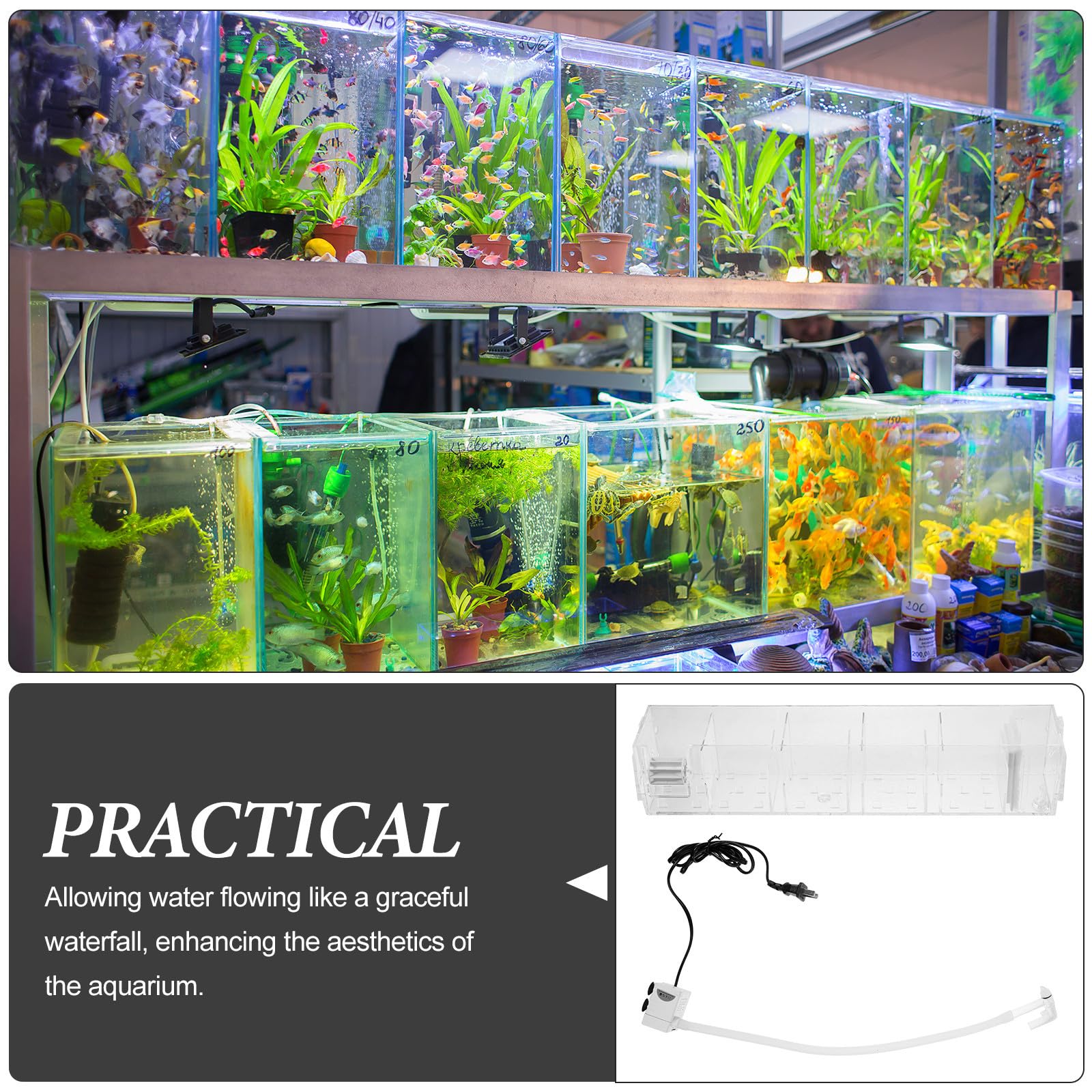 Hohopeti Multifunktionale Aquarium Hängefilterbox aus Acryl mit Integrierter Wasserpumpe und Klarem Design für Einfache Nutzung und Innenbeobachtung