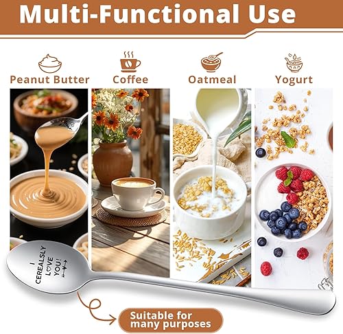 Miniatura 3 de Divertida cuchara de acero inoxidable grabada, cucharas I Cerealsly Love You, cuchara de cereales y café para marido, esposa, parejas, novio, novia,