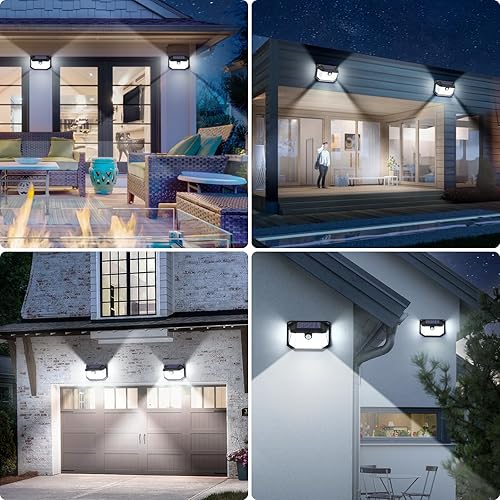 Miniatura 7 de Luces solares para exterior, paquete de 2 luces muy brillantes con sensor de movimiento, 178 led con gran angular de 270, 3 modos, seguridad,