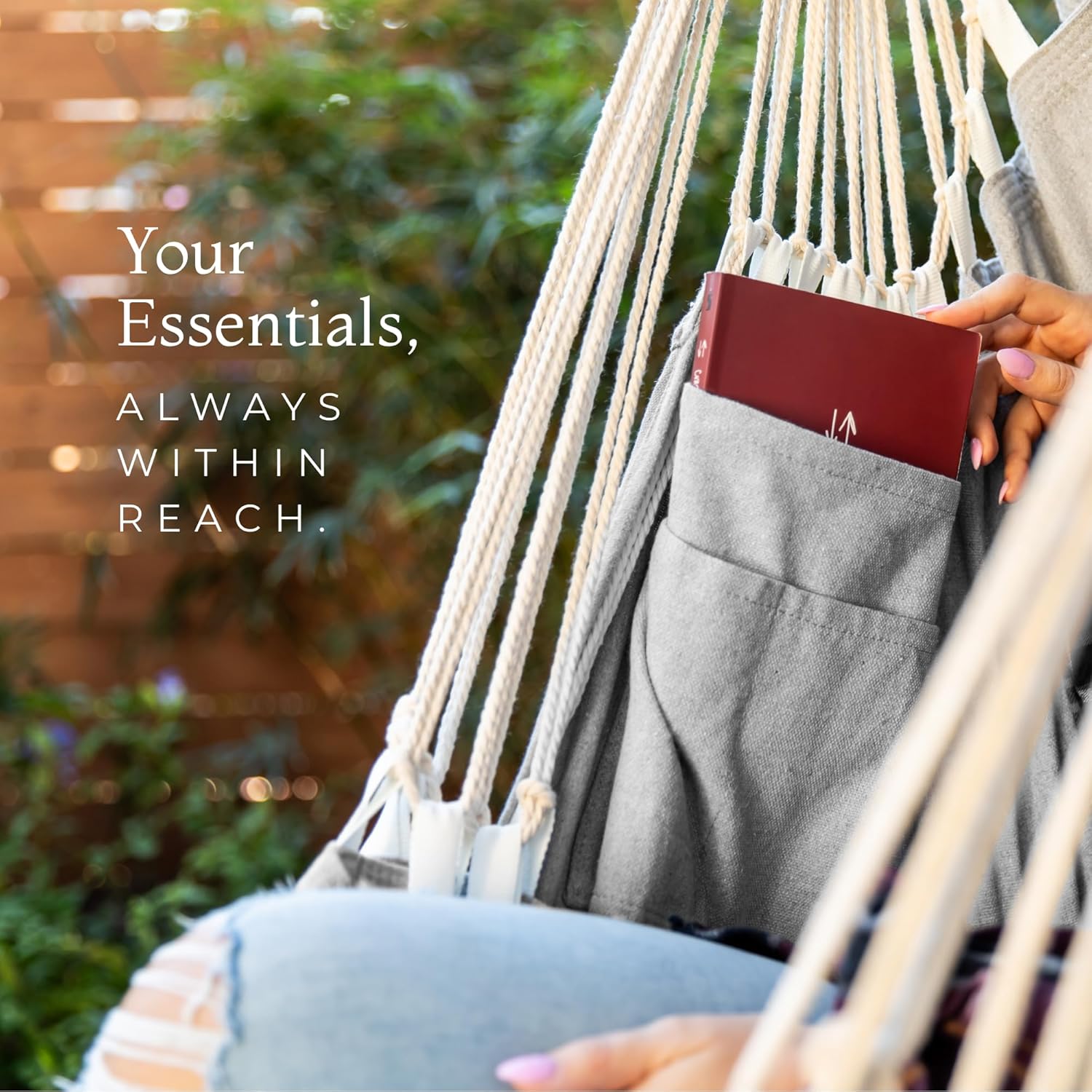 Hanging Hammock Chair Swing - Hammock Swing Chair with Foot Rest - Indoor/Outdoor Hanging Chair - Quick & Easy Setup with Durable Hardware – Spacious Full Body Support – Holds 440 Lbs - Image 5