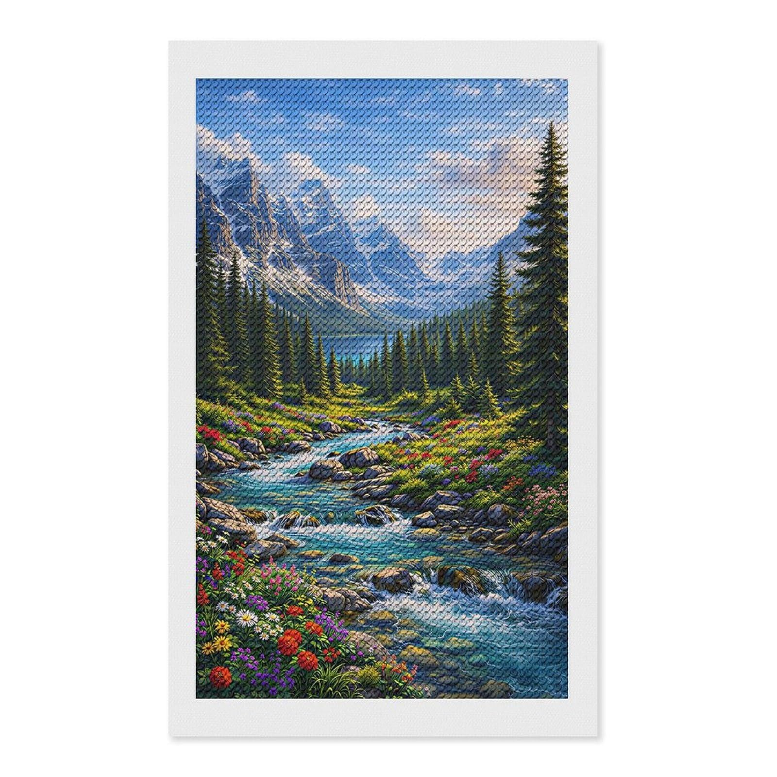 Junmoney Eternal Light of Banff Round Drill Diamond Painting 12"x20", for Adults, Creative Leisure Activity, Office Decor, Holiday Gift Idea