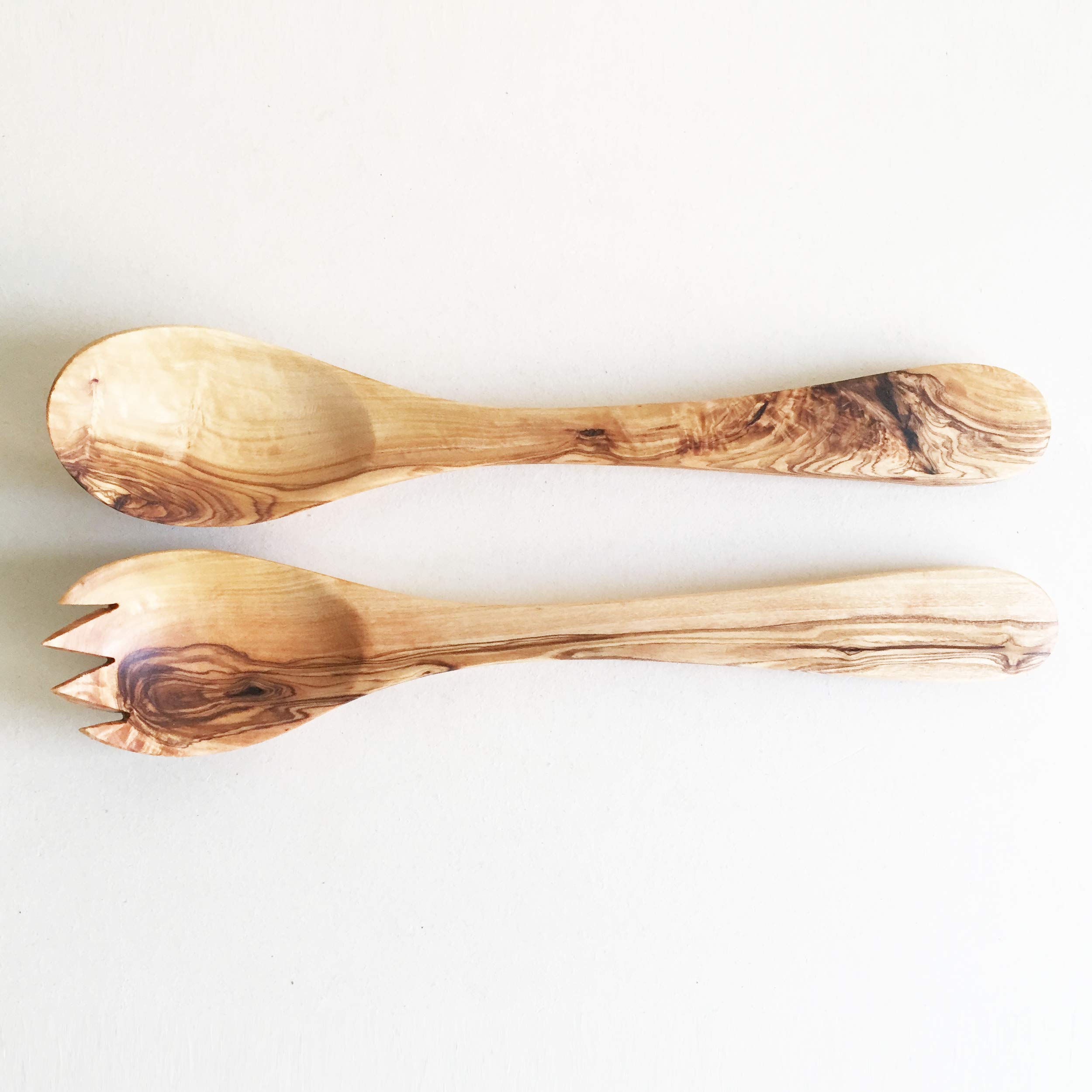 muso wood Saladebestek hout 2-dlg. 30,5 cm slagarnituur acaciahout slavork en slalepel houten bestek keukenhulp lange greep lepel vork