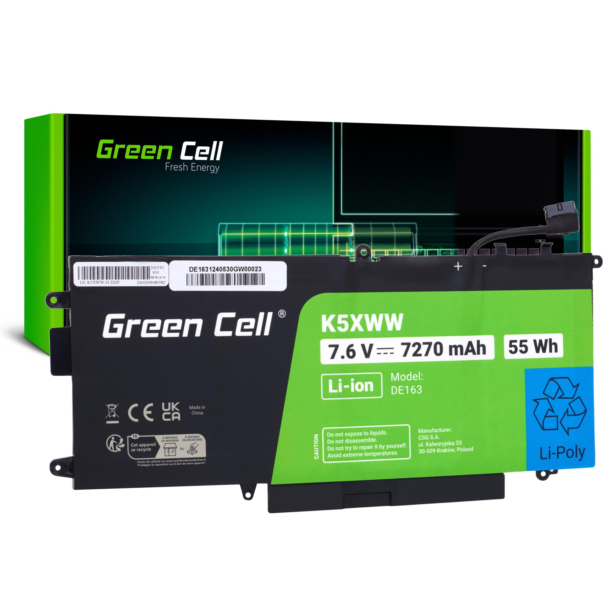 Green Cell Bateria K5XWW do Dell Latitude 5289 7389 7390 2-in-1