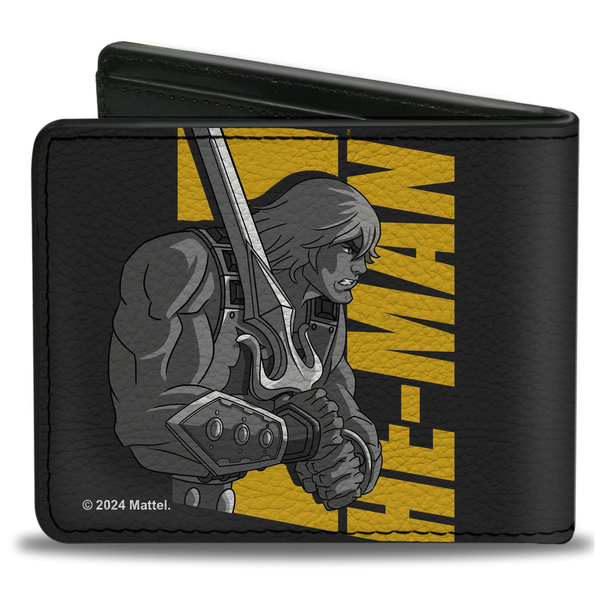 Masters of the Universe Wallet, Bifold, Masters of the Universe He Man and Skeletor Text Poses Black, Vegan Leather