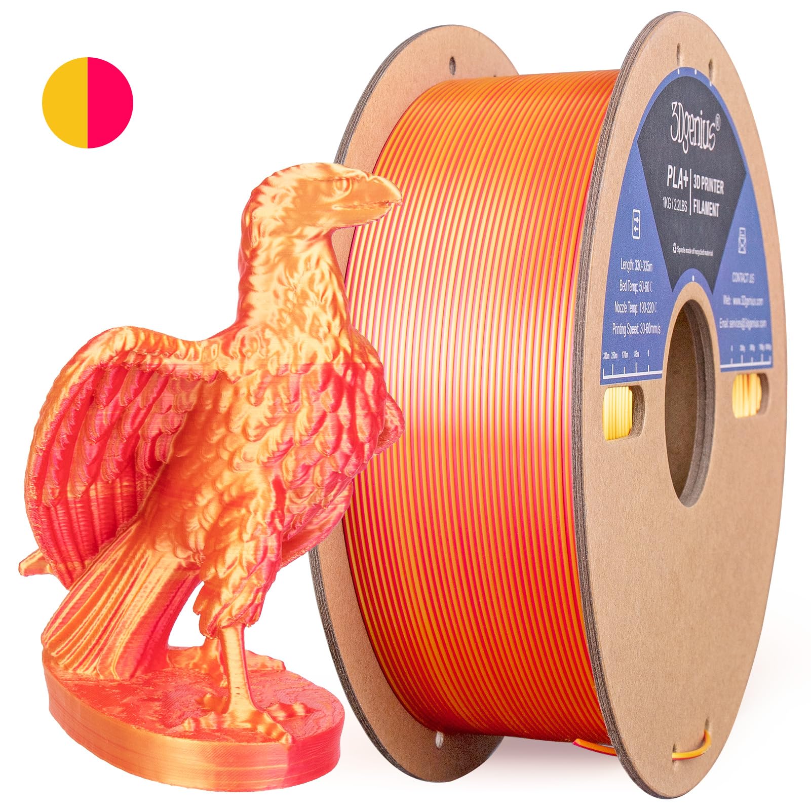 3Dgenius Silk PLA 3D Printer Filament Double Color Silk PLA Filament 1