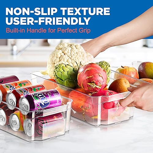 Miniatura 5 de NutriChef Juego de 8 contenedores de refrigerador, 4 organizadores de refrigerador anchos y 4 estrechos apilables para congelador, cocina,