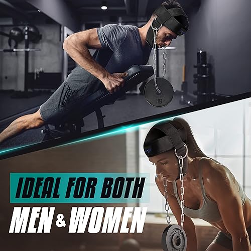 Miniatura 5 de Yes4All Arnés de cuello ajustable para entrenamiento de pesasejercitador de cuello con correa acolchada ancha de apoyo fortalecedor de cuello y