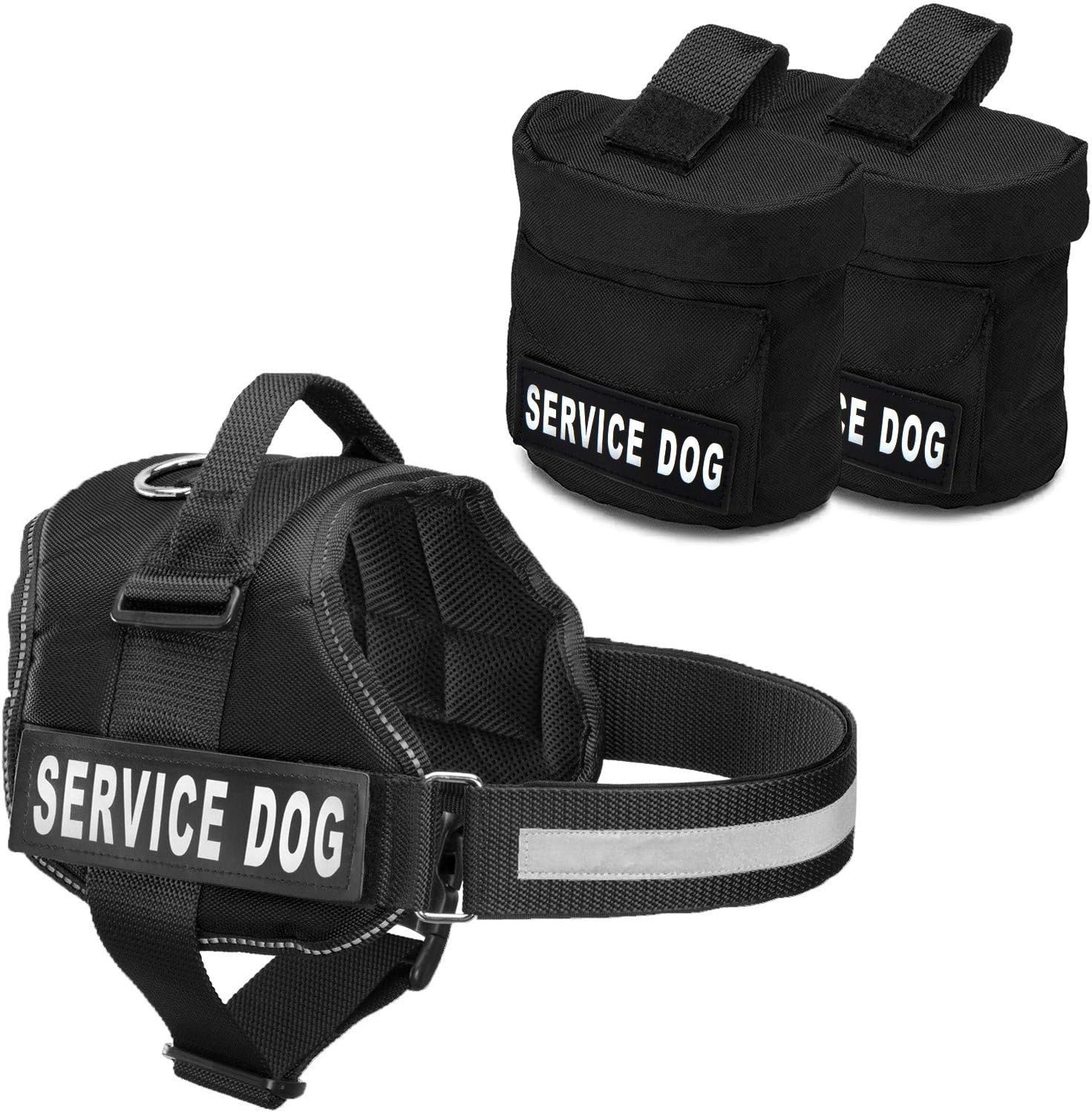 Service Dog Harness w/ 2 Removable Saddle Bags Plus 4 "Service Dog Patches, Service Animal Vest & Dog Pack Carrier by Industrial Puppy