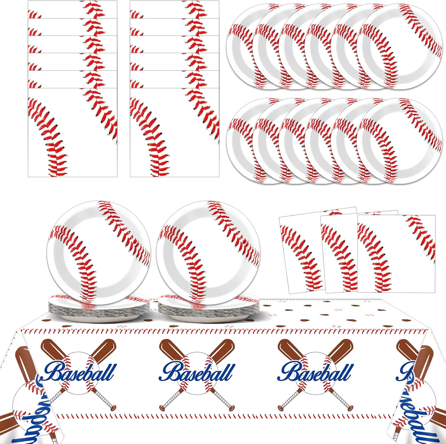 24 Guests Baseball Party Plates Napkins Tablecloth Supplies